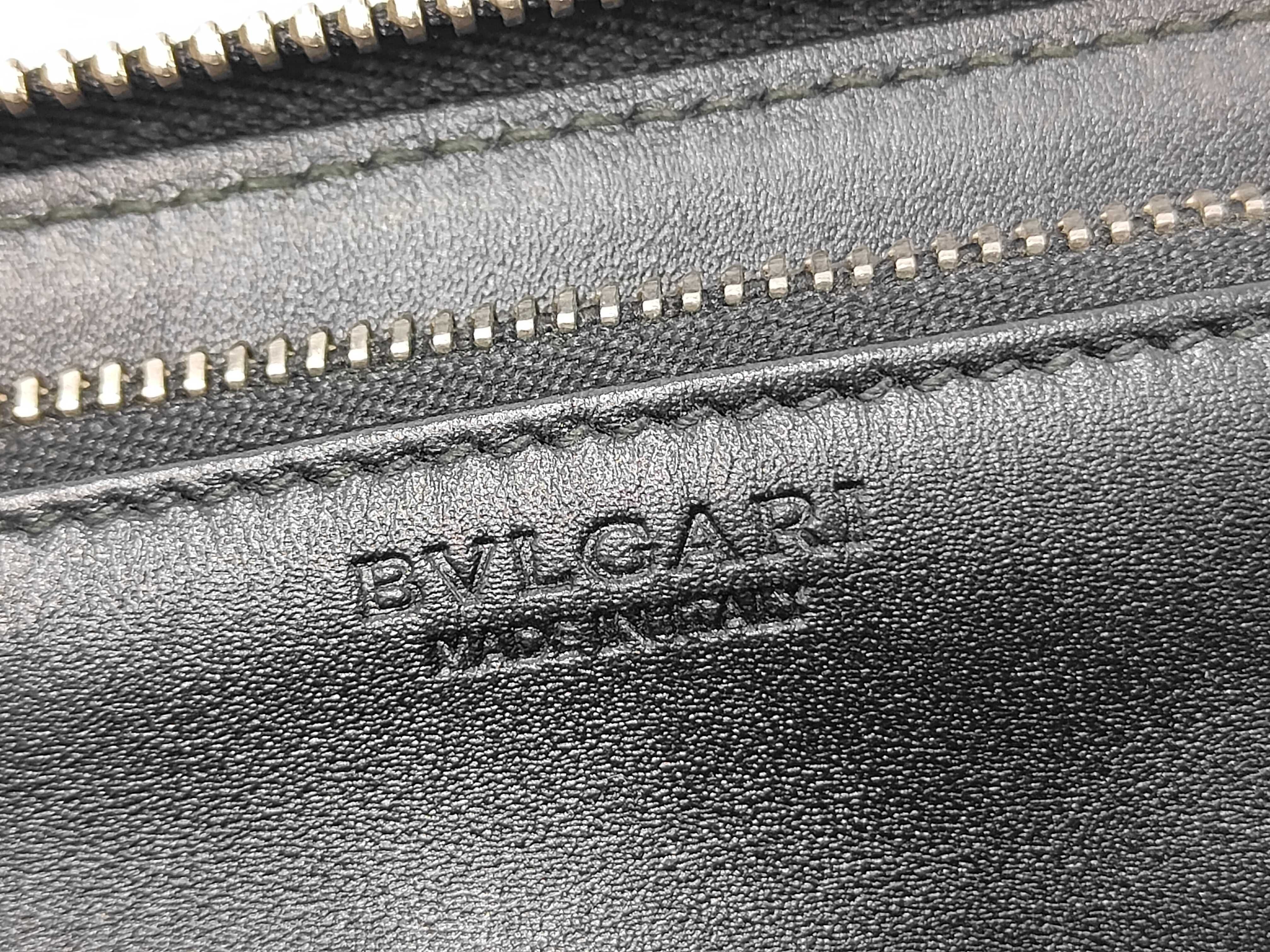 Bulgari Long Wallet, Round Leather, Black Wallet — view 8