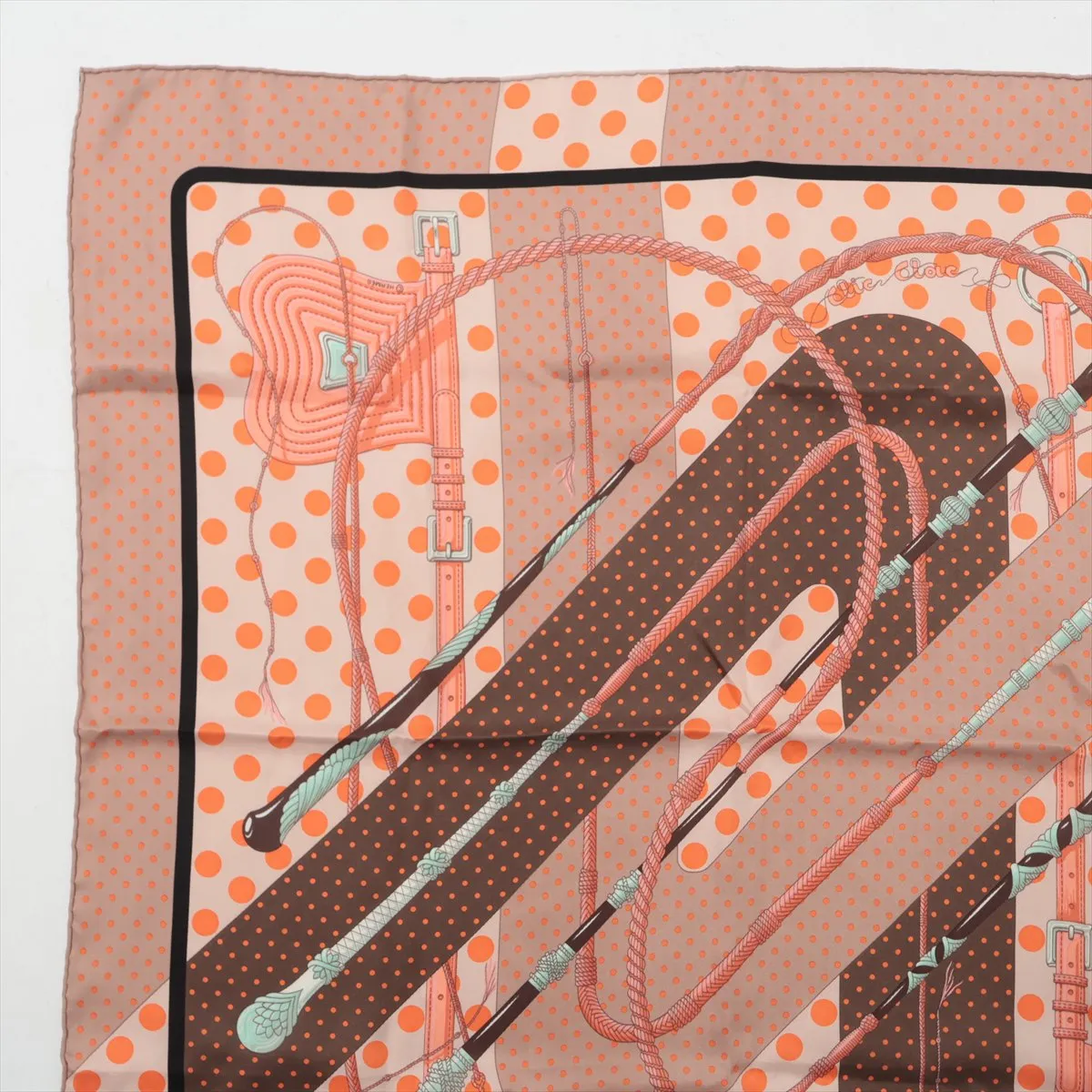 Carre 70 Scarf, Silk, Orange, with some wear, snags, and — view 2