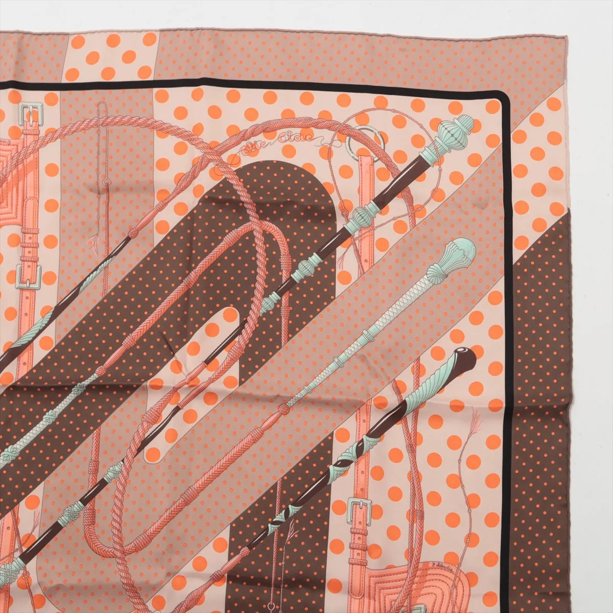 Carre 70 Scarf, Silk, Orange, with some wear, snags, and — view 3