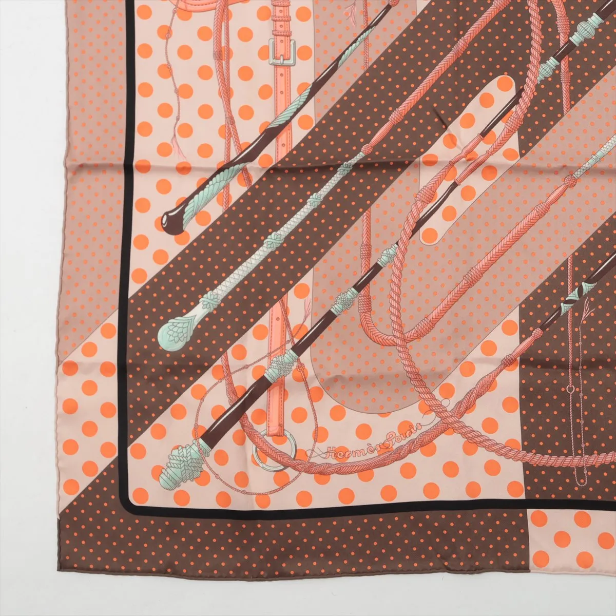 Carre 70 Scarf, Silk, Orange, with some wear, snags, and — view 5