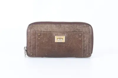 leather brown long wallet