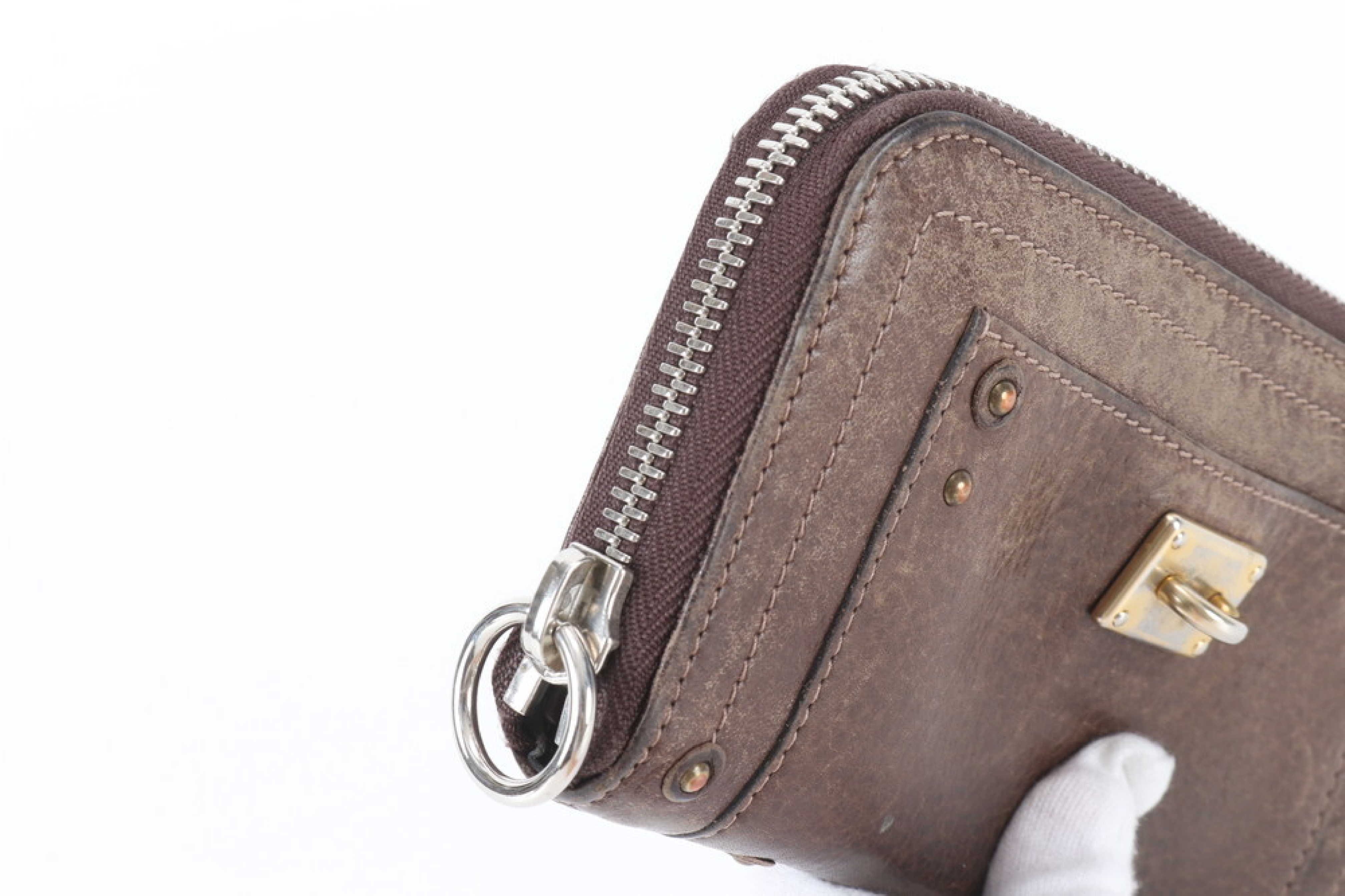 leather brown long wallet — view 4