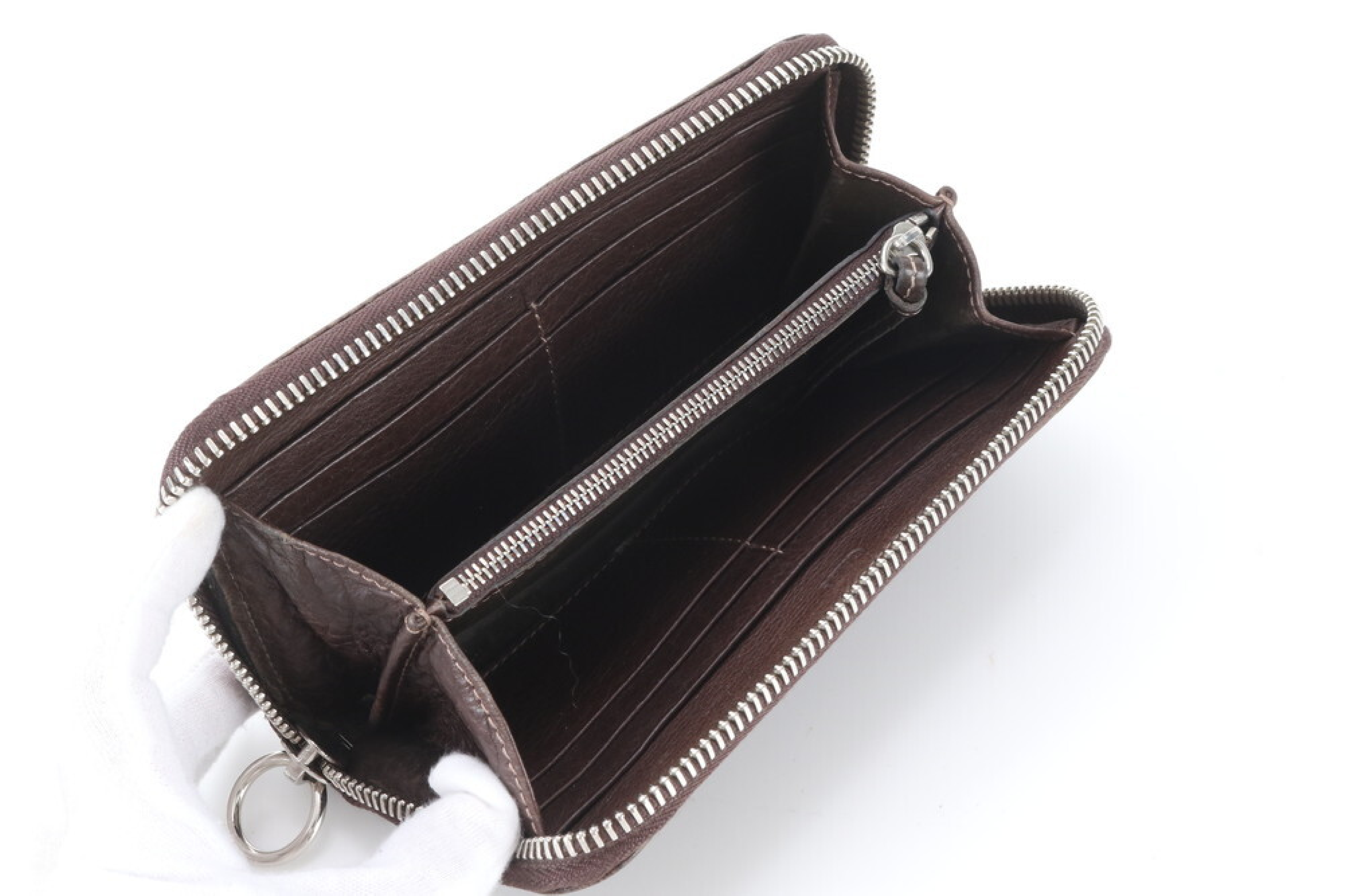 leather brown long wallet — view 5