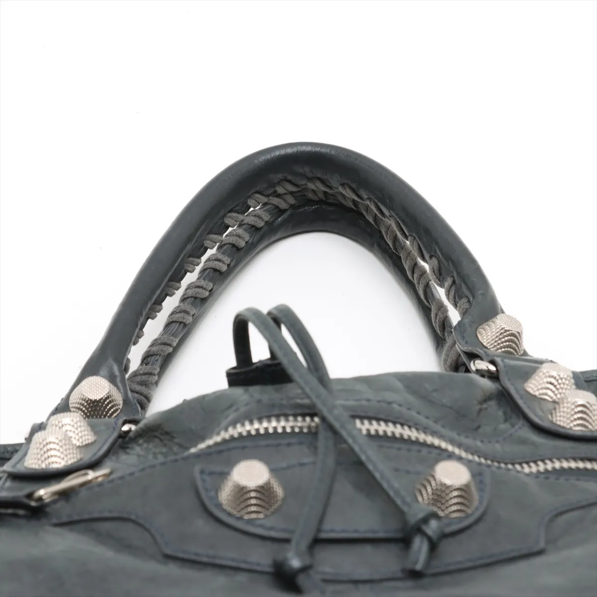 Giant Pom Leather 2WAY Handbag Green 203069 with Mirror — view 6