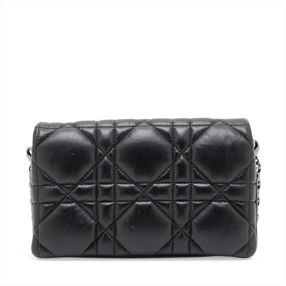Cannage Caro Leather Chain Wallet, Black — view 2