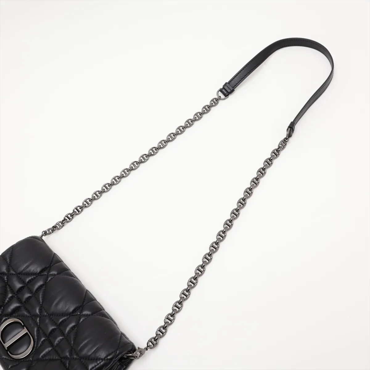 Cannage Caro Leather Chain Wallet, Black — view 5