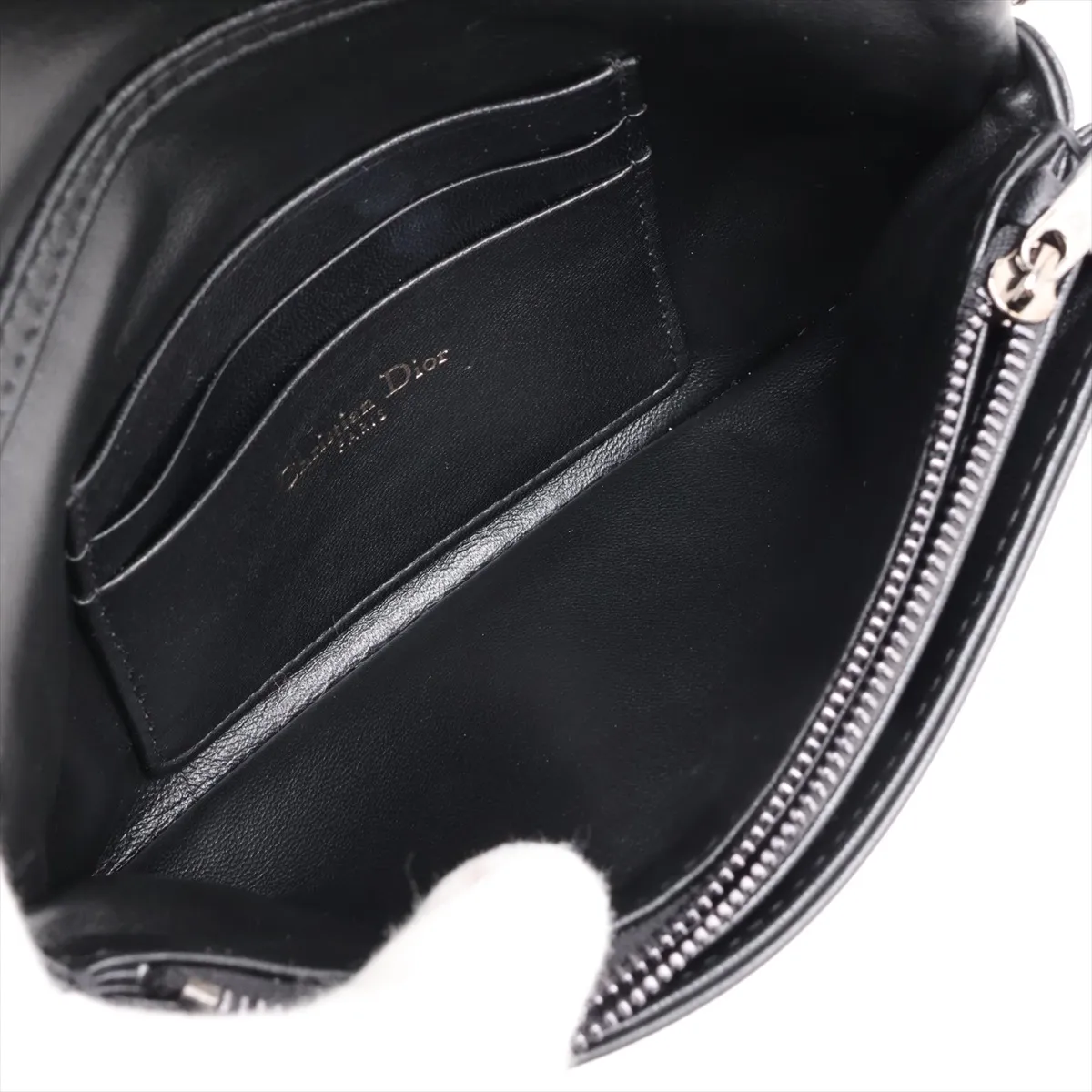 Cannage Caro Leather Chain Wallet, Black — view 6