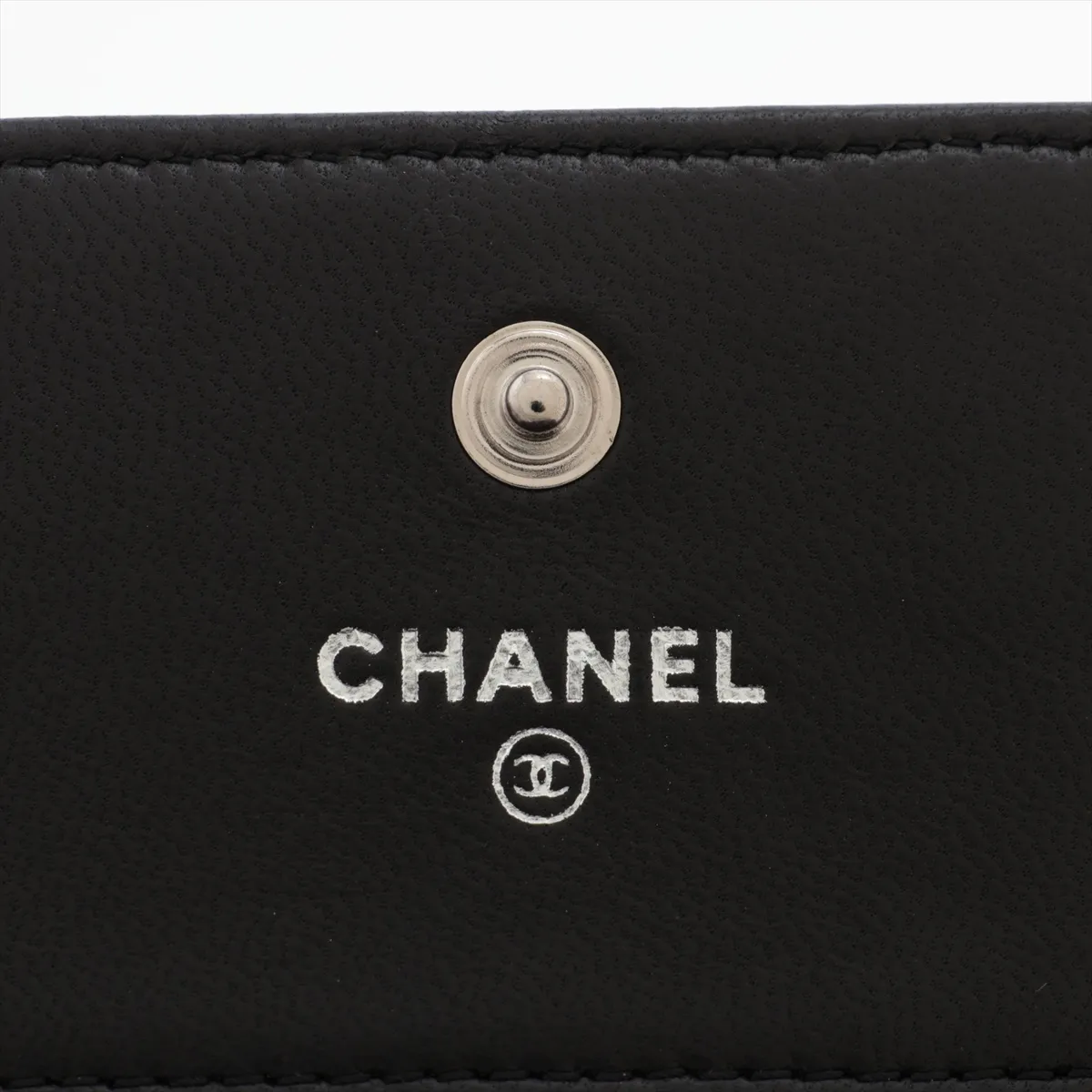 Camellia Lambskin Compact Wallet, Black with Silver Hardware, 11746401 — view 9