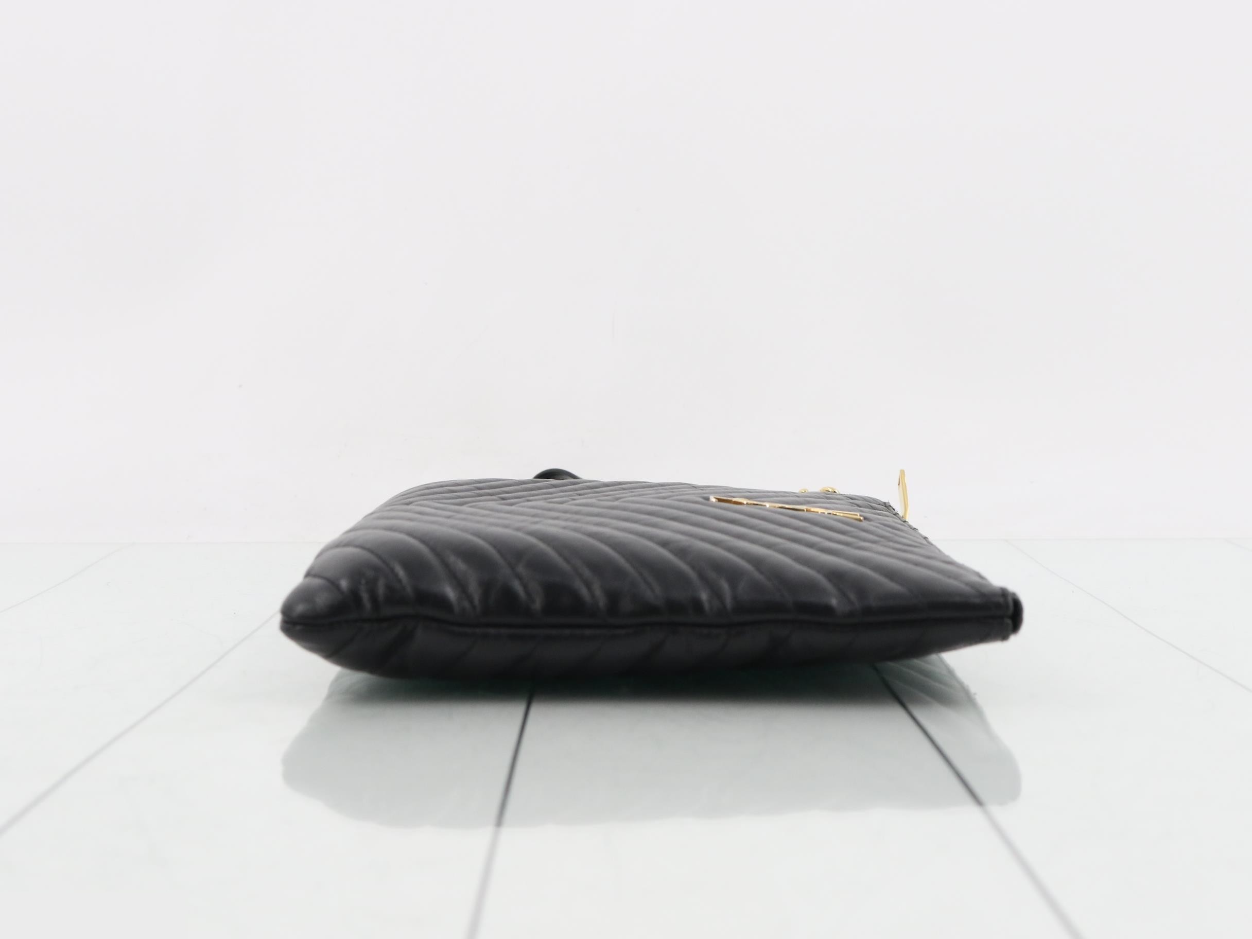 Leather V-Stitch Clutch Bag — view 3