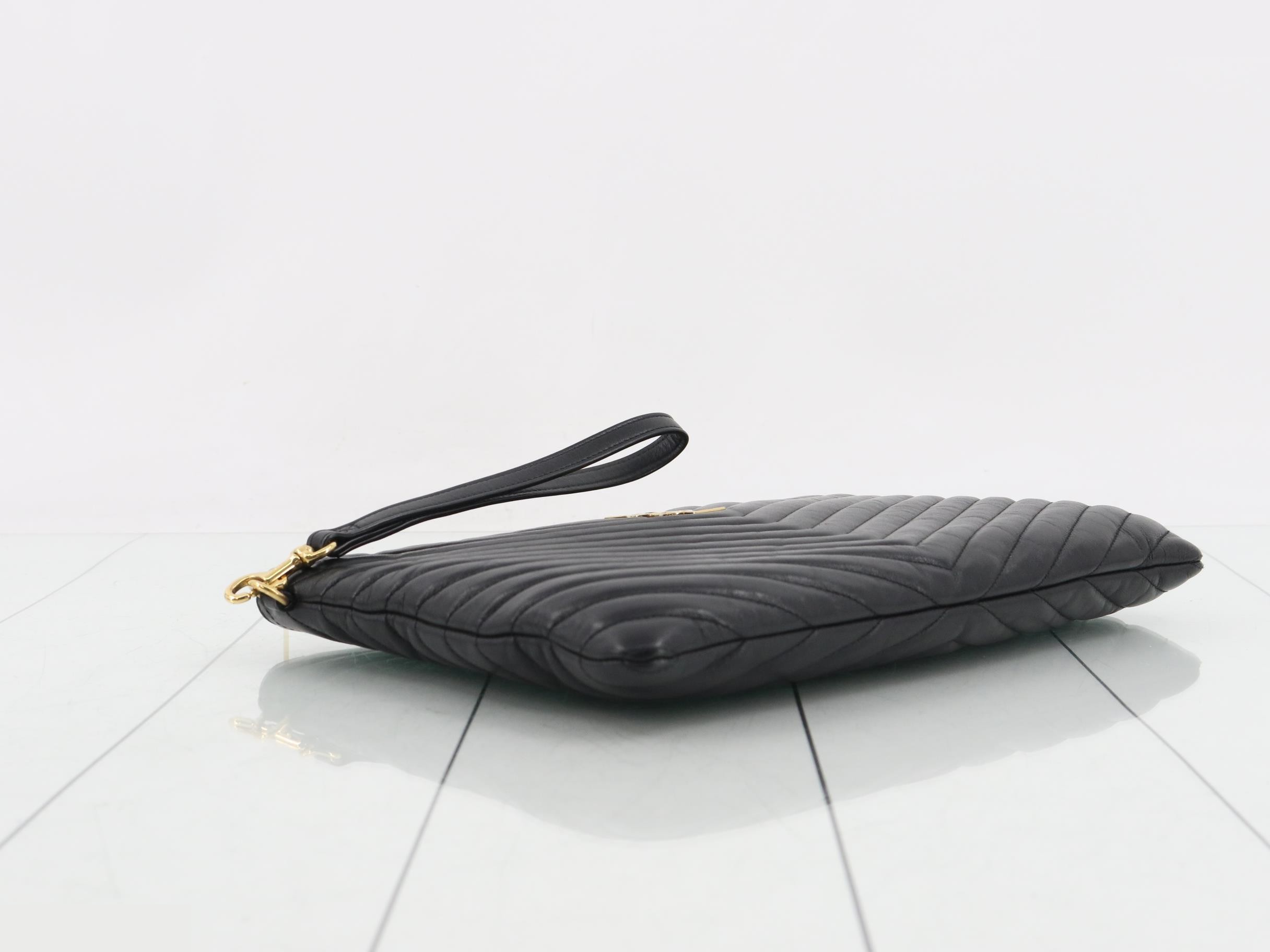 Leather V-Stitch Clutch Bag — view 5
