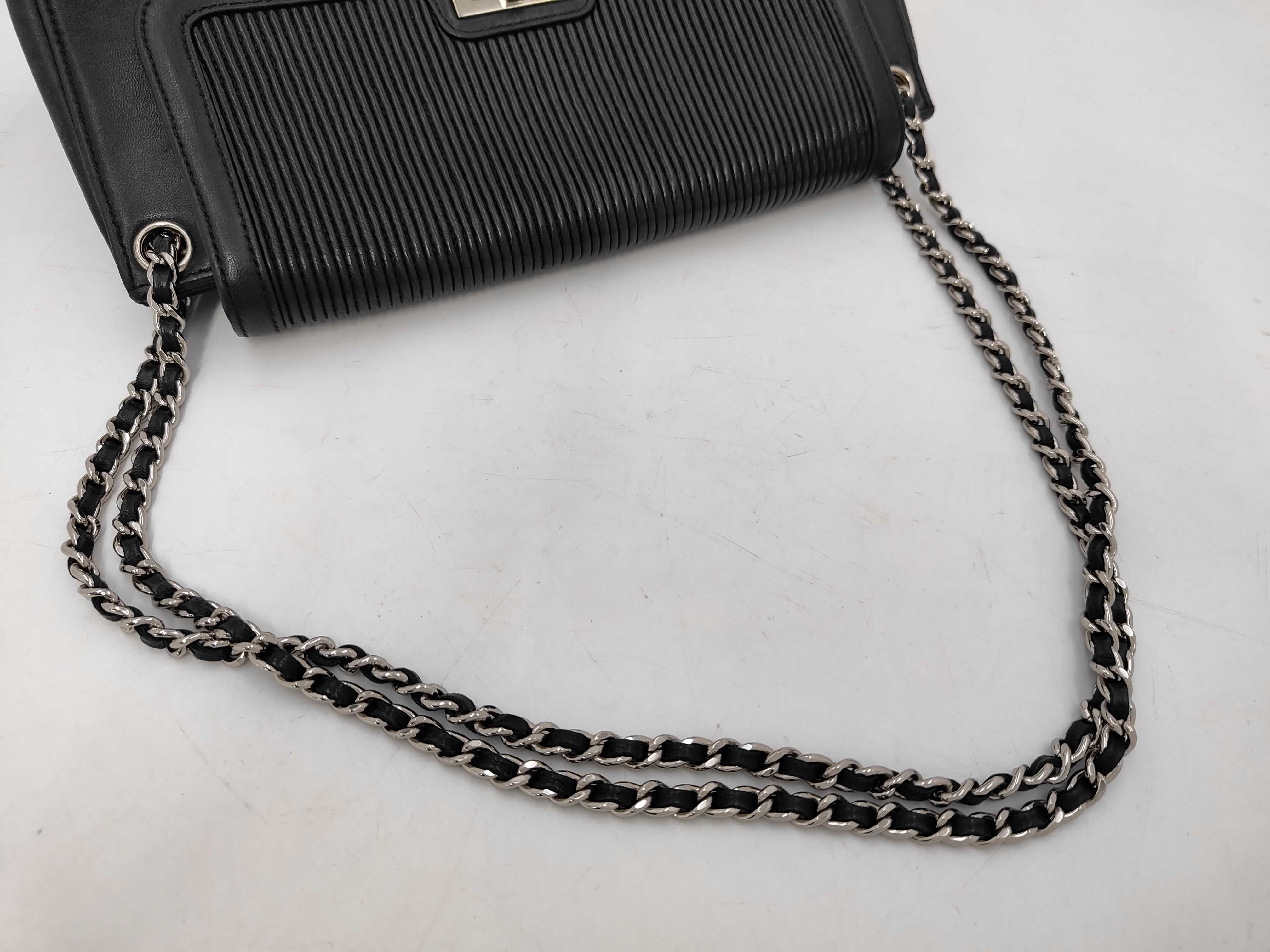 2.55 Leather Black Chain Shoulder Bag with Silver Hardware (Authenticity Card & Seal Included) — view 3