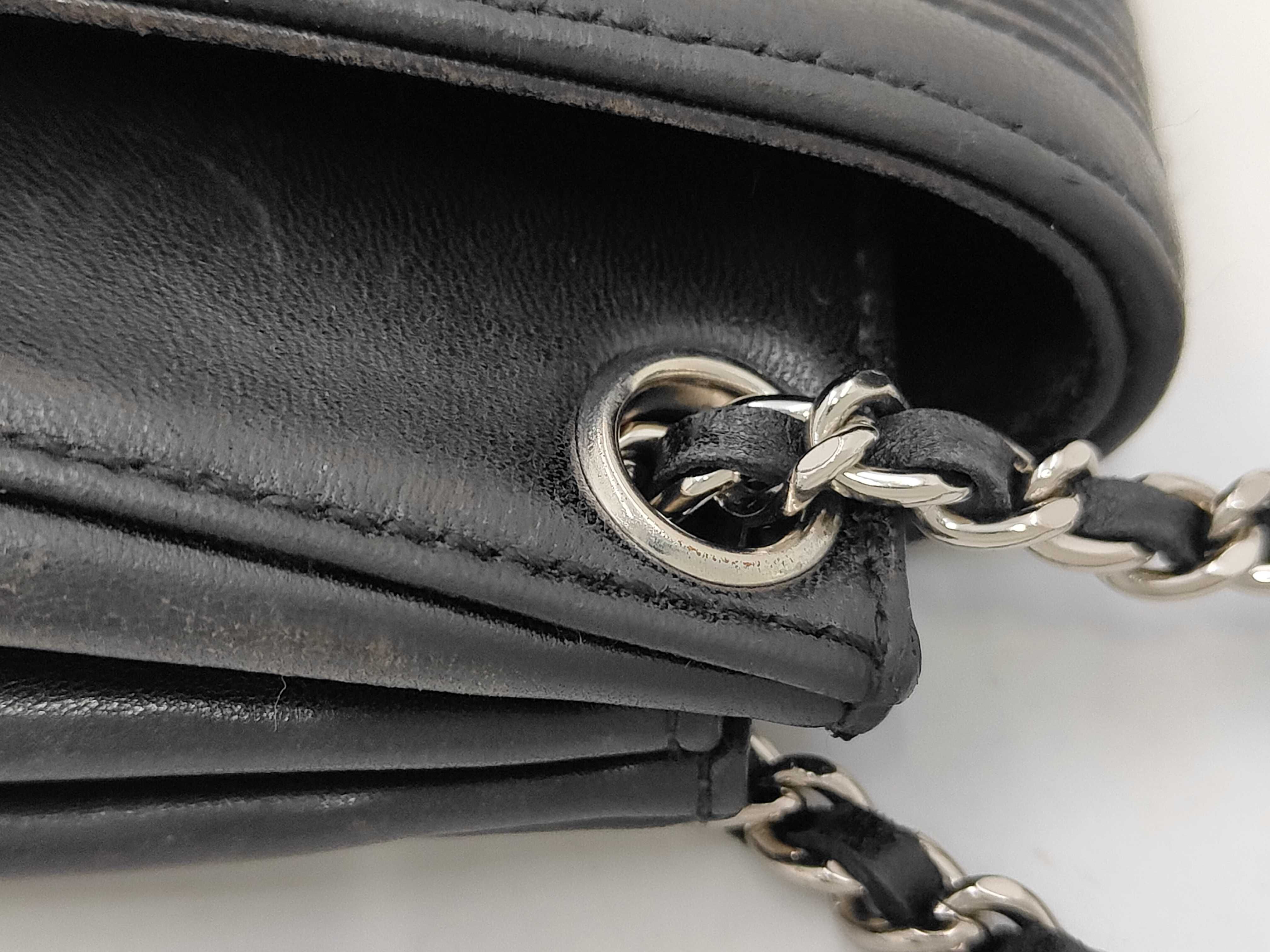 2.55 Leather Black Chain Shoulder Bag with Silver Hardware (Authenticity Card & Seal Included) — view 5