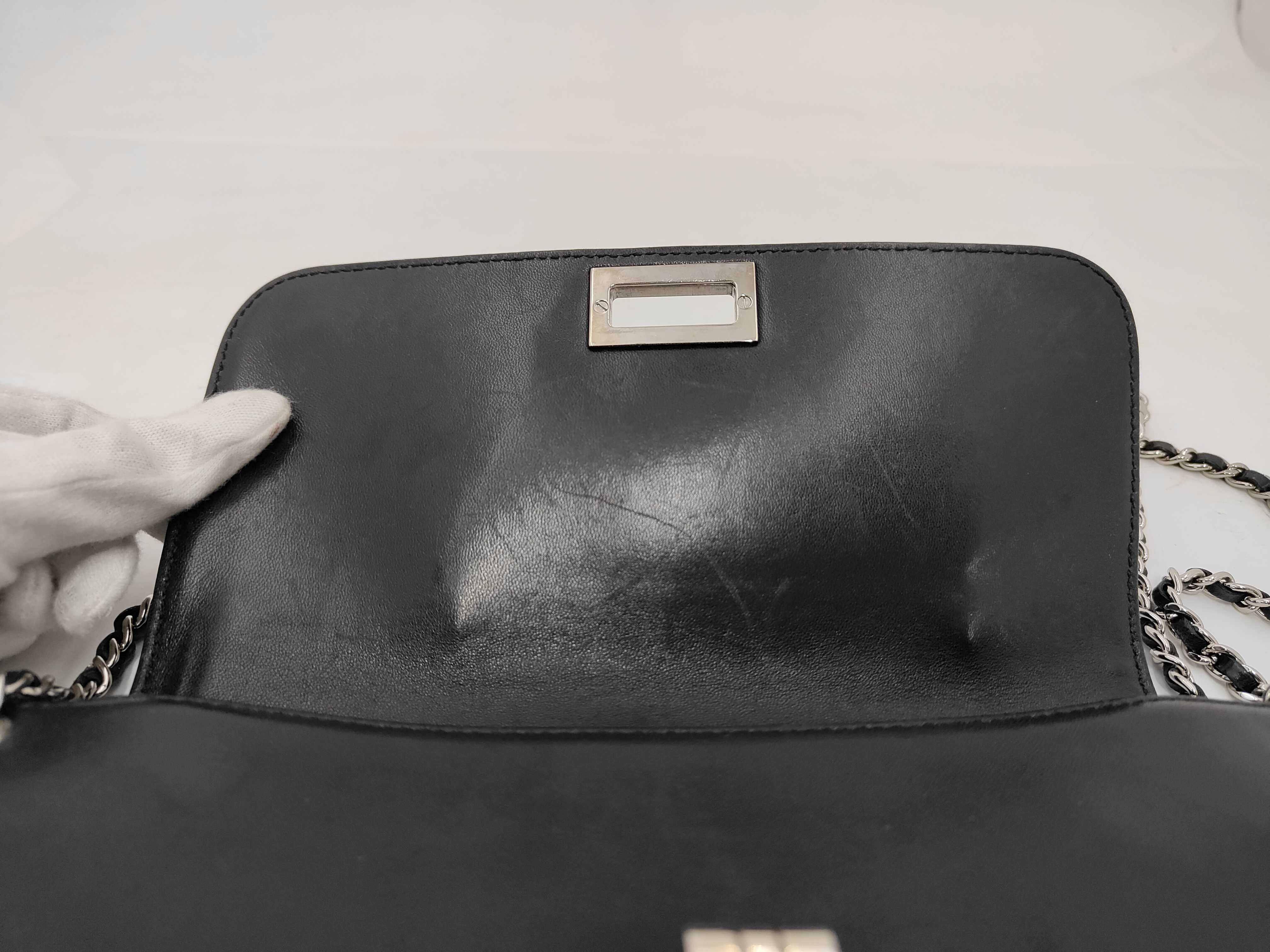 2.55 Leather Black Chain Shoulder Bag with Silver Hardware (Authenticity Card & Seal Included) — view 8