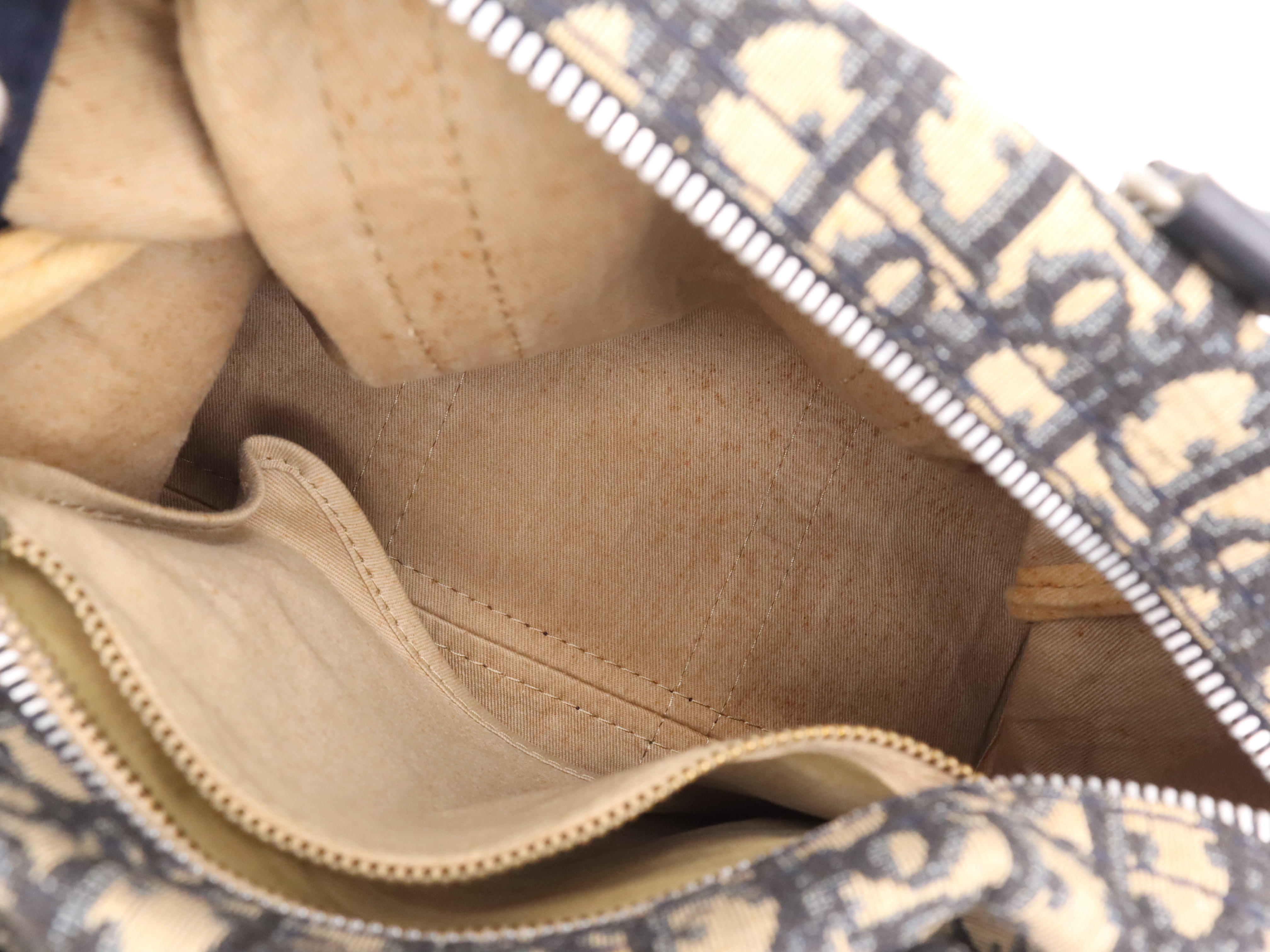 Canvas/Leather Trotter Beige Navy Handbag — view 12