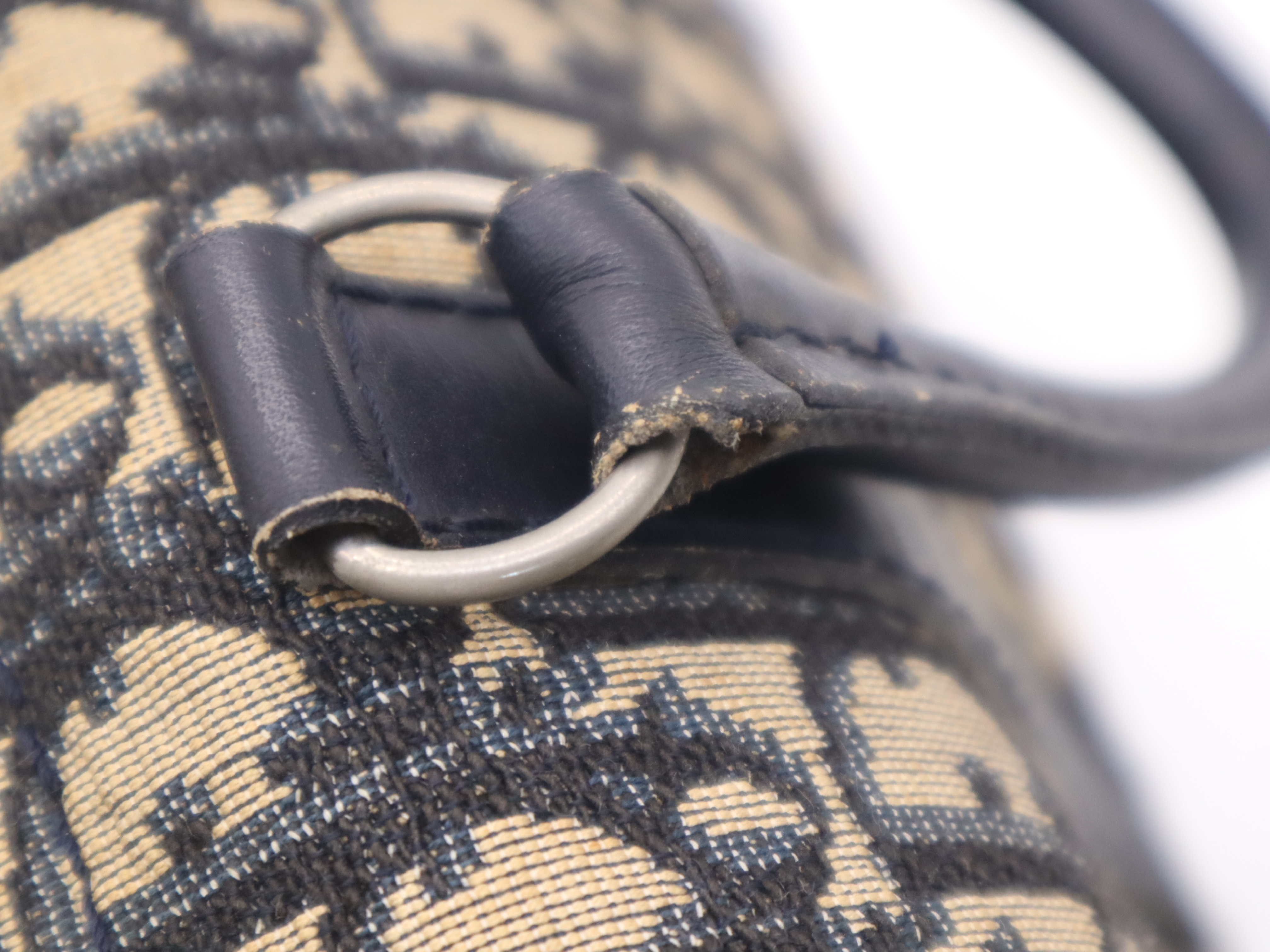 Canvas/Leather Trotter Beige Navy Handbag — view 9