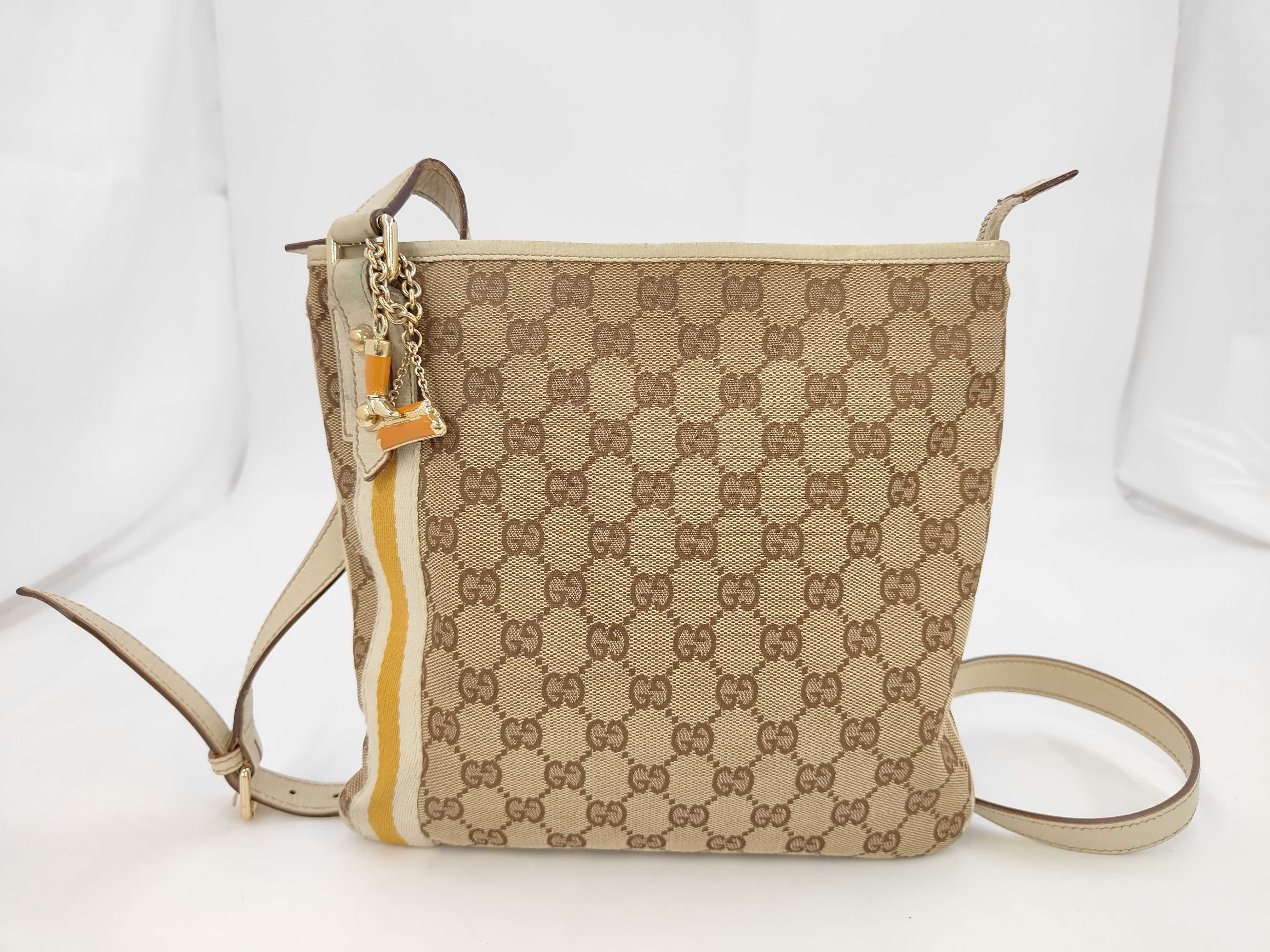 144388GG Canvas Shoulder Bag Brown White Shoulder Bag