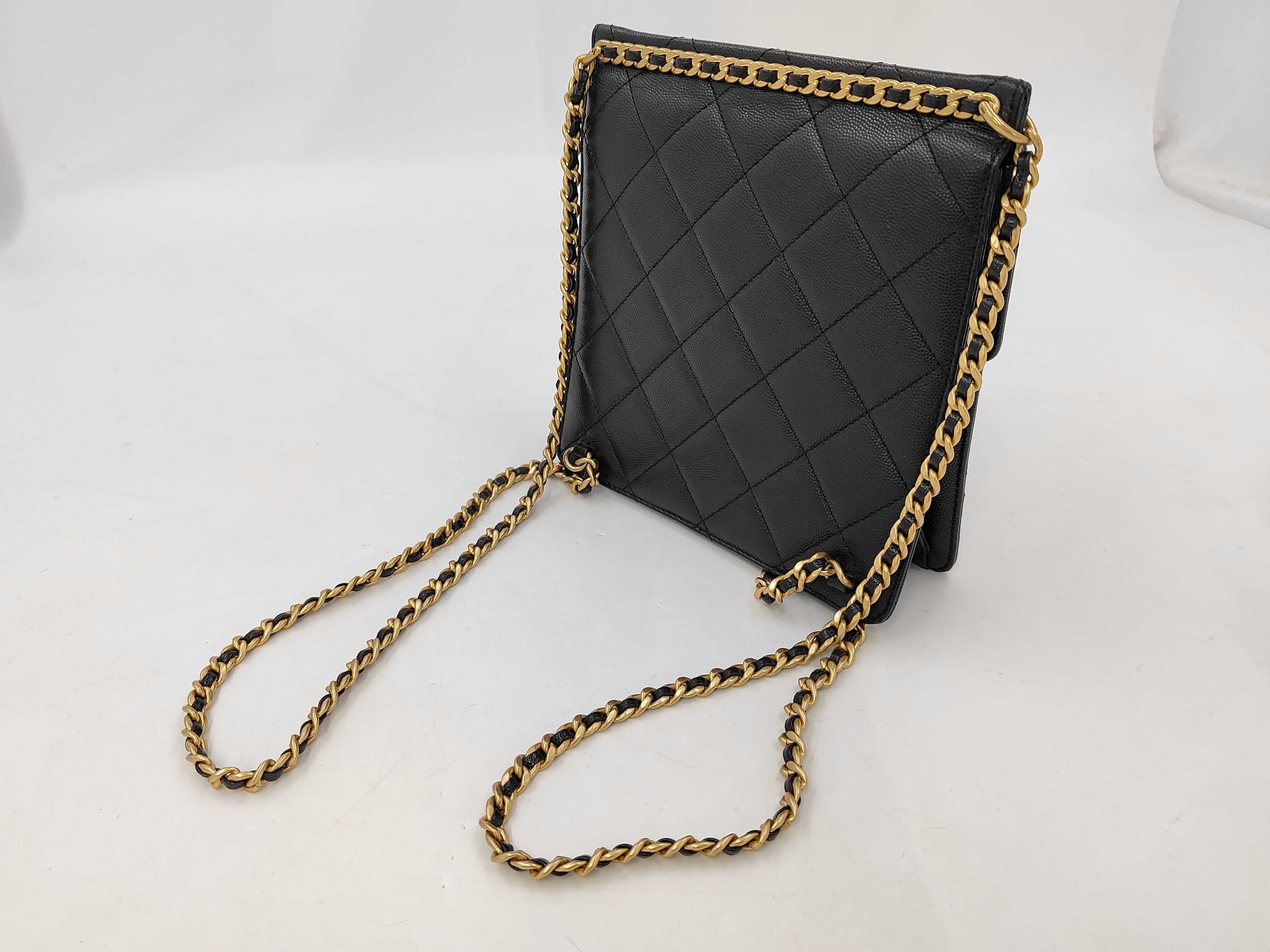 Matelassé Caviar Skin Backpack with Serial Plate, Black Backpack — view 3