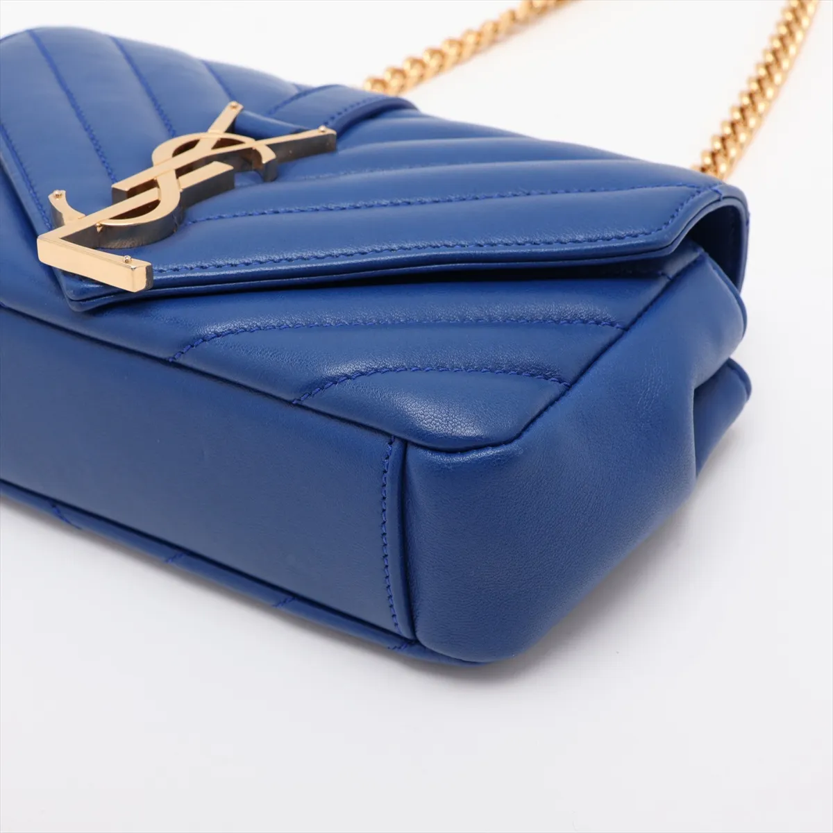 Baby Chai Leather Chain Shoulder Bag, Blue, 399289 — view 3