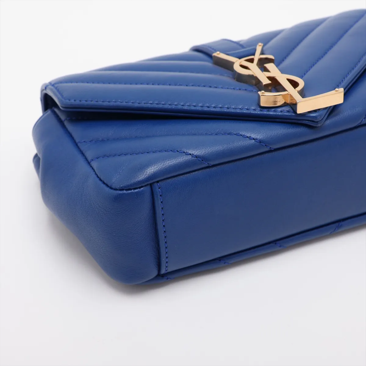 Baby Chai Leather Chain Shoulder Bag, Blue, 399289 — view 4