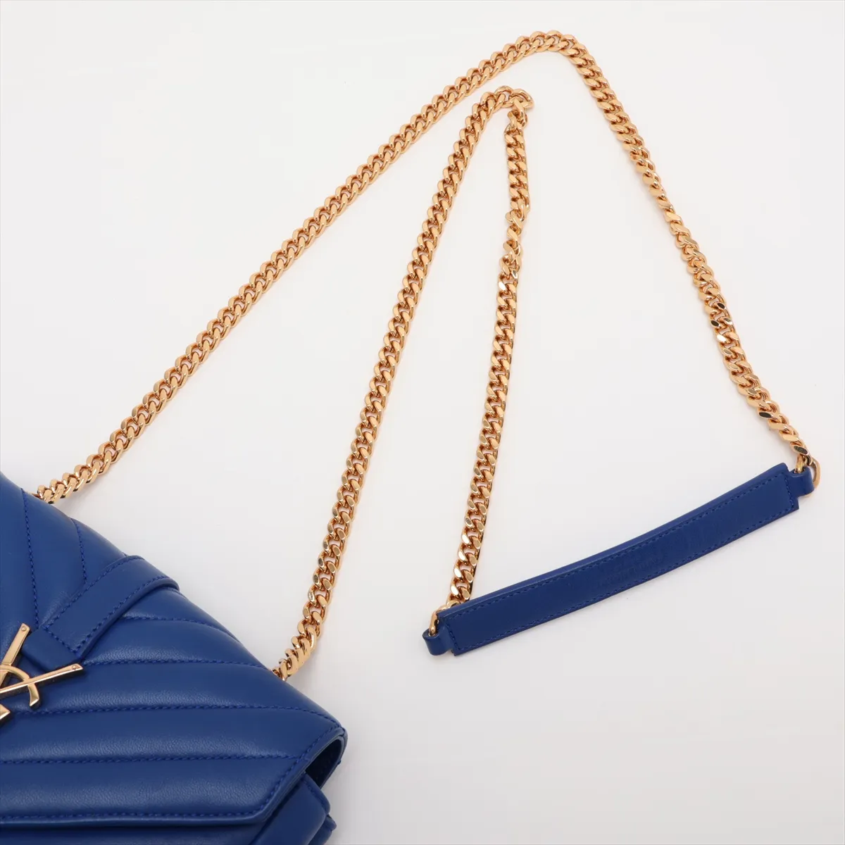 Baby Chai Leather Chain Shoulder Bag, Blue, 399289 — view 5