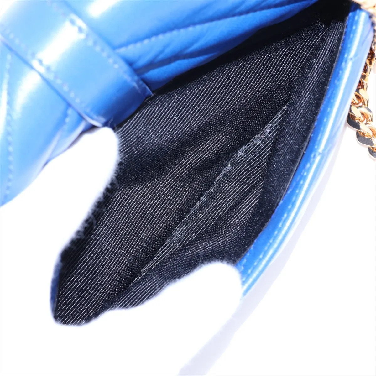 Baby Chai Leather Chain Shoulder Bag, Blue, 399289 — view 9