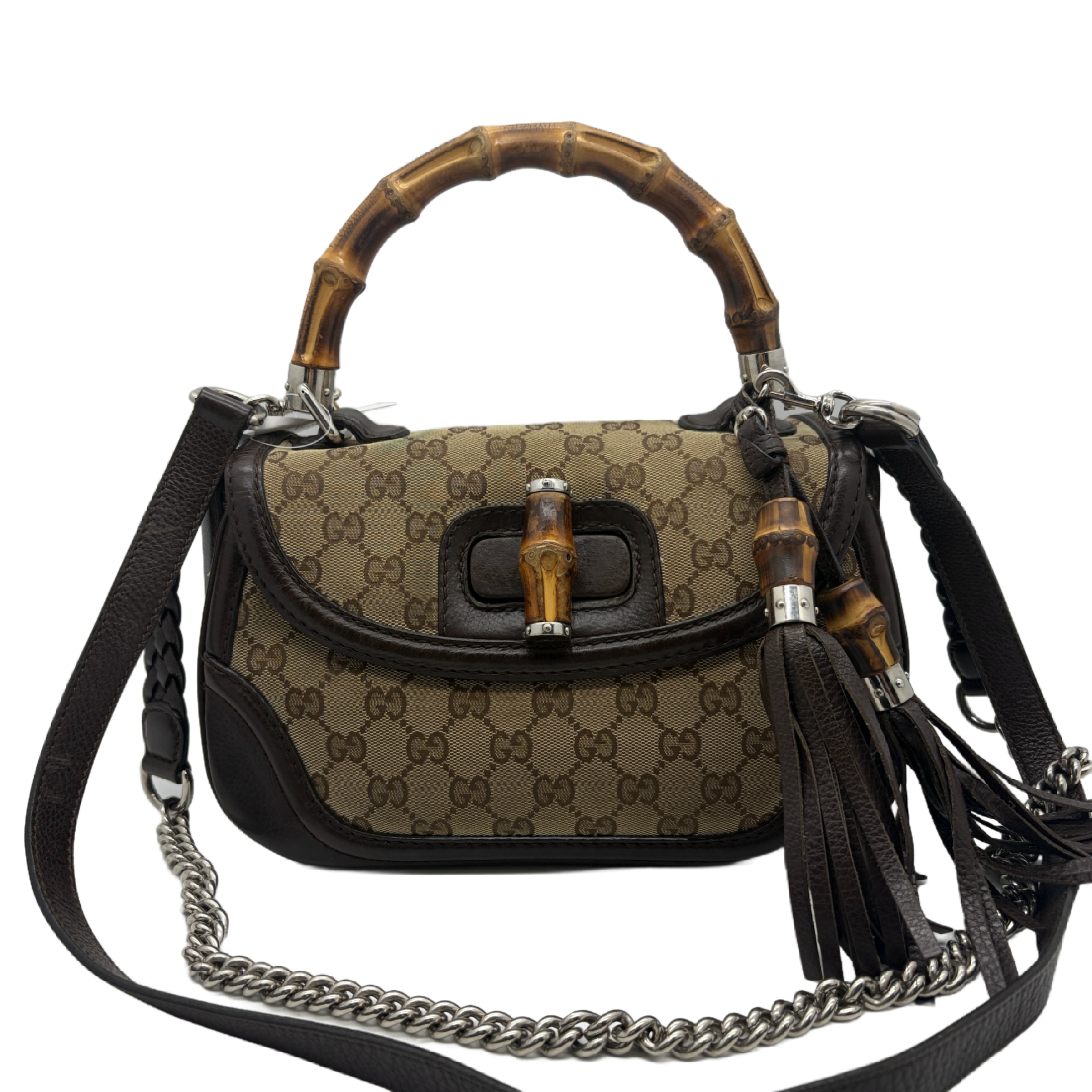 GG Canvas Bamboo Top Handle Bag Handbag
