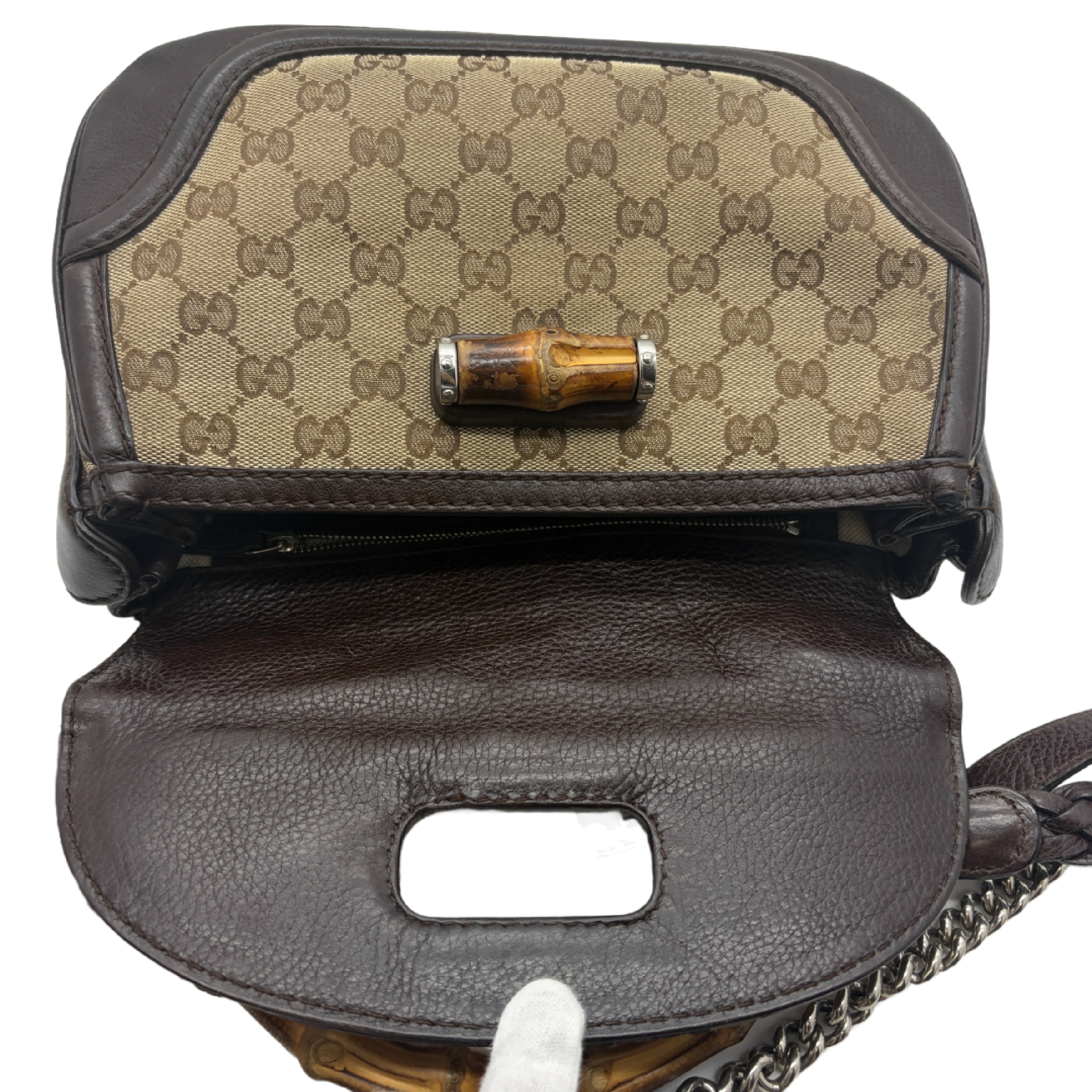 GG Canvas Bamboo Top Handle Bag Handbag — view 8