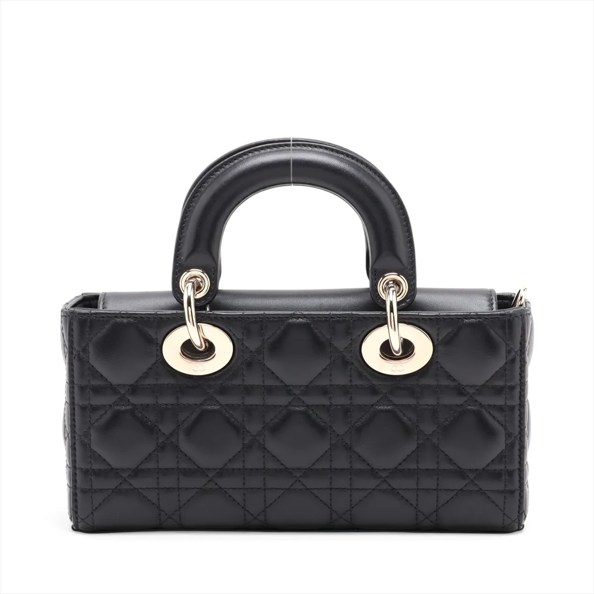 Cannage Lady D-Joy Small Leather 2-Way Handbag, Black — view 2