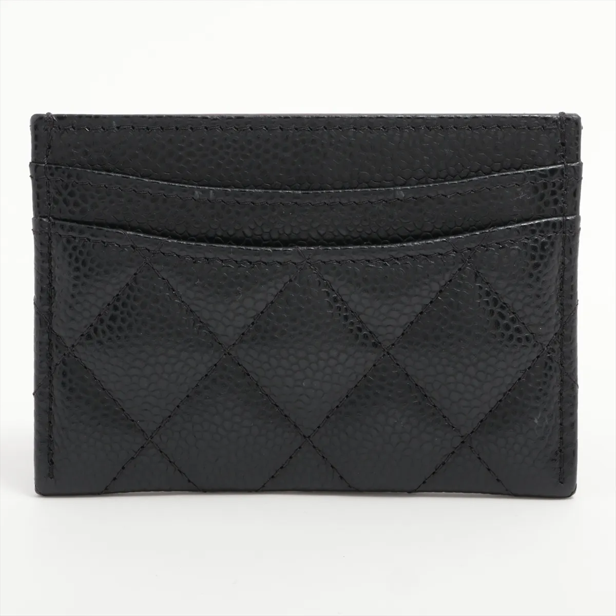 Matelasse caviar skin card case black gold hardware NH51GH65 — view 2