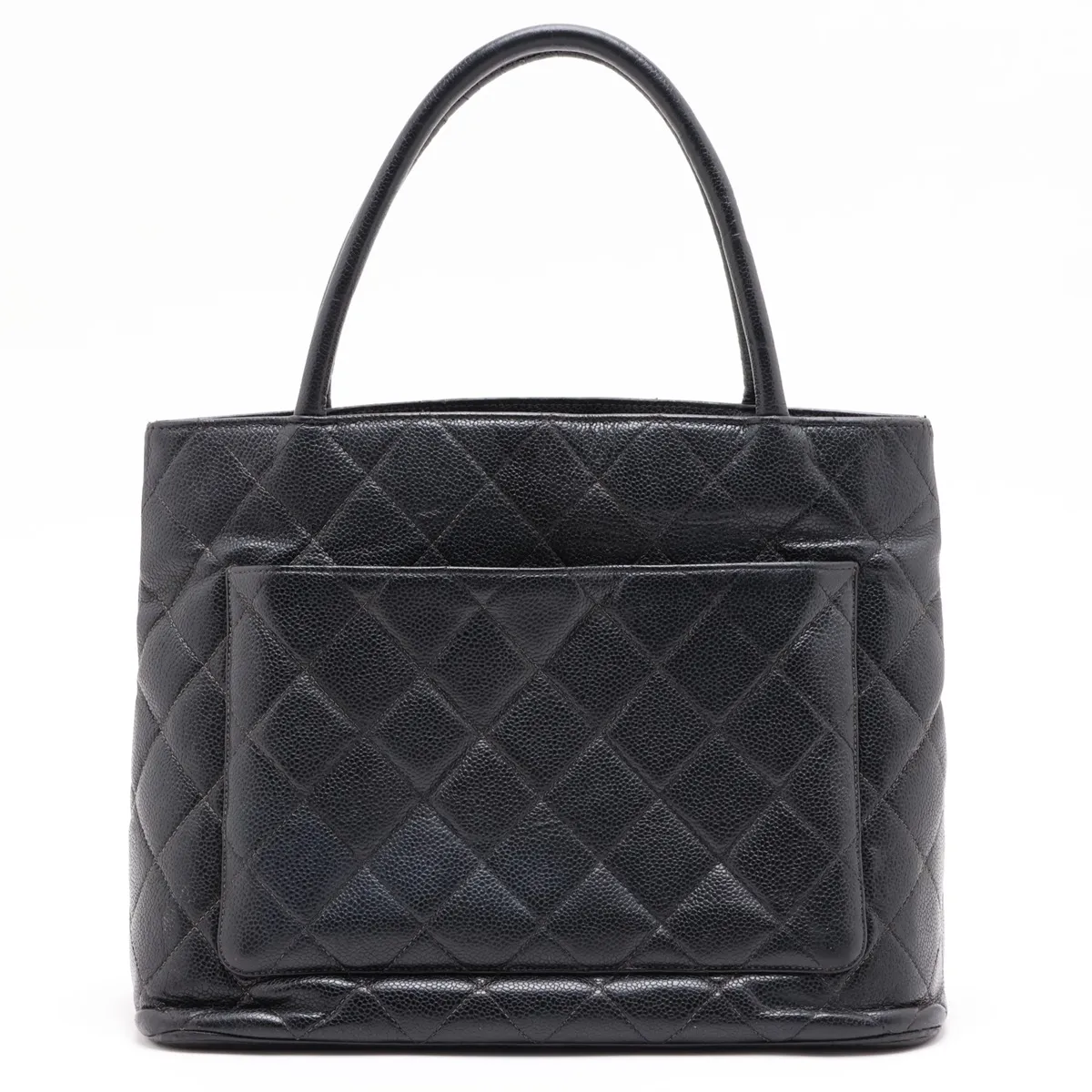 reissue caviar leather tote bag, black with gold hardware. — view 2