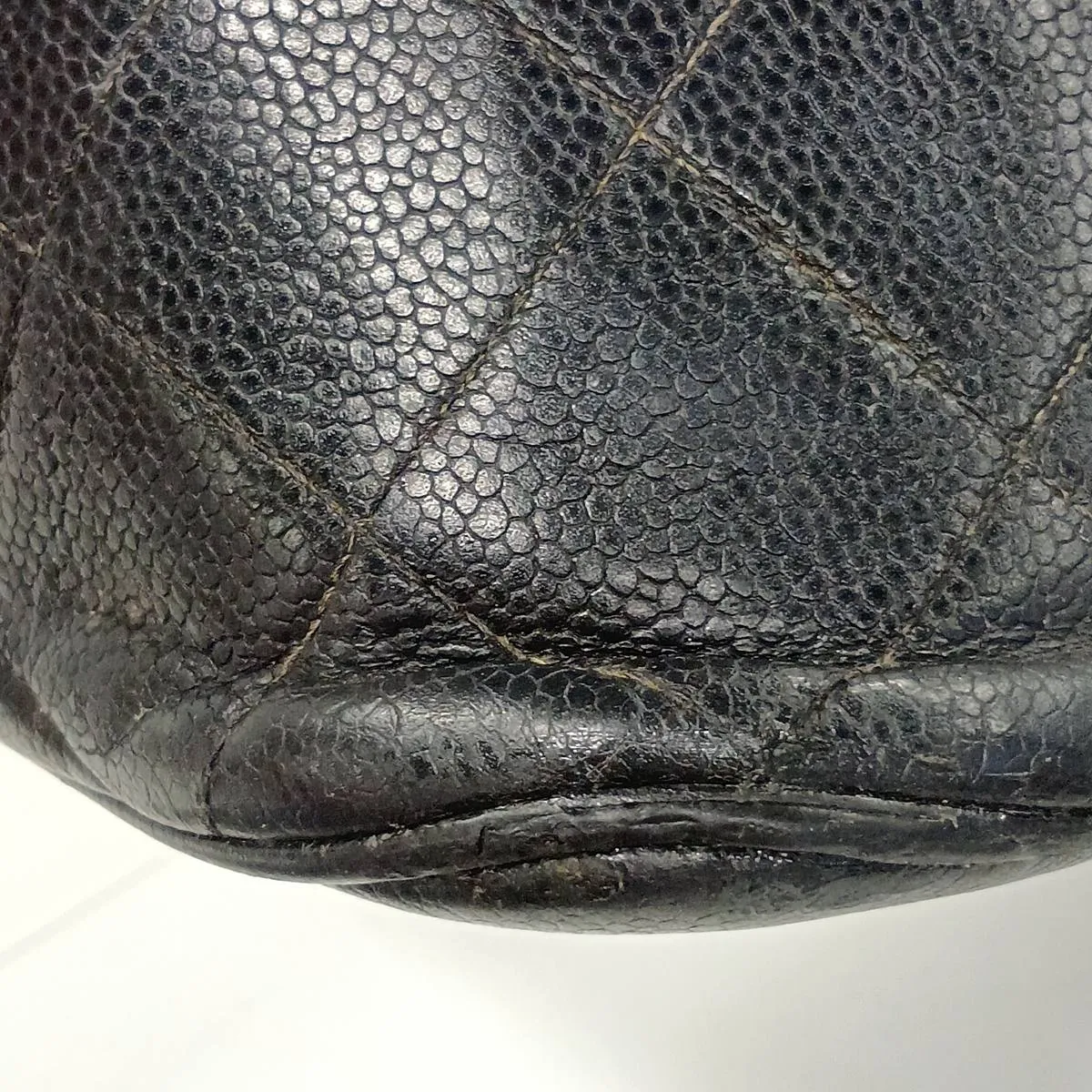 reissue caviar leather tote bag, black with gold hardware. — view 13