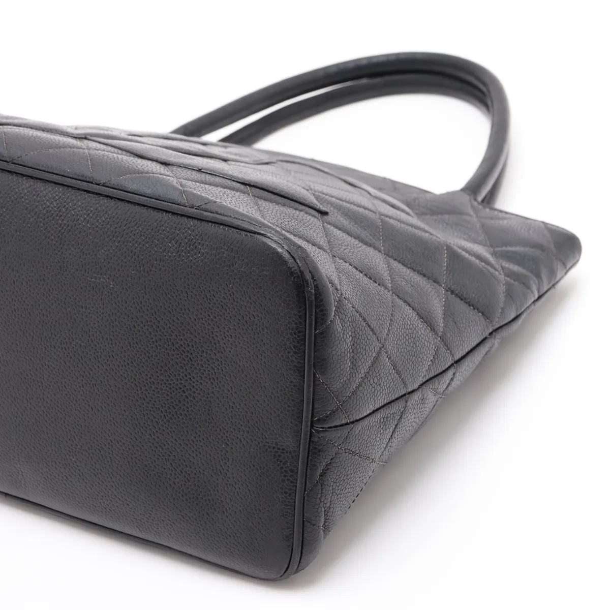 reissue caviar leather tote bag, black with gold hardware. — view 3