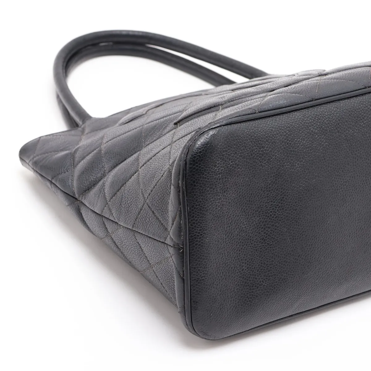 reissue caviar leather tote bag, black with gold hardware. — view 4