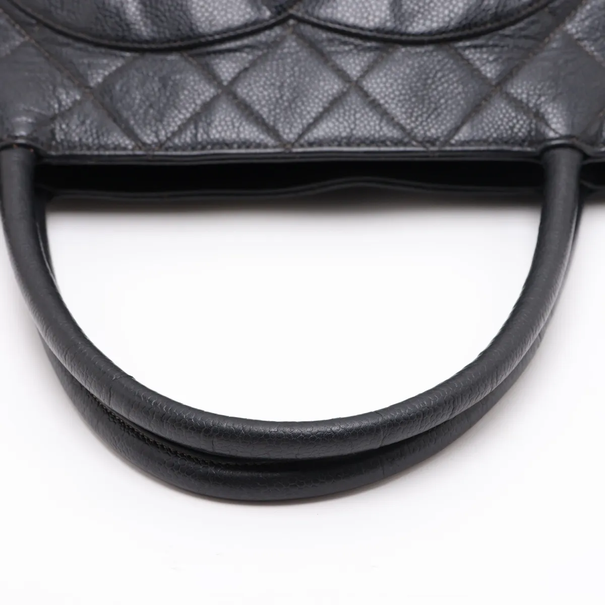 reissue caviar leather tote bag, black with gold hardware. — view 5