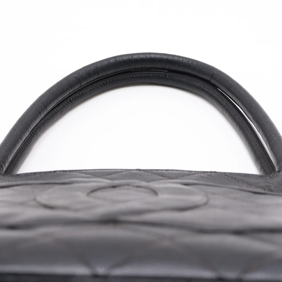reissue caviar leather tote bag, black with gold hardware. — view 6