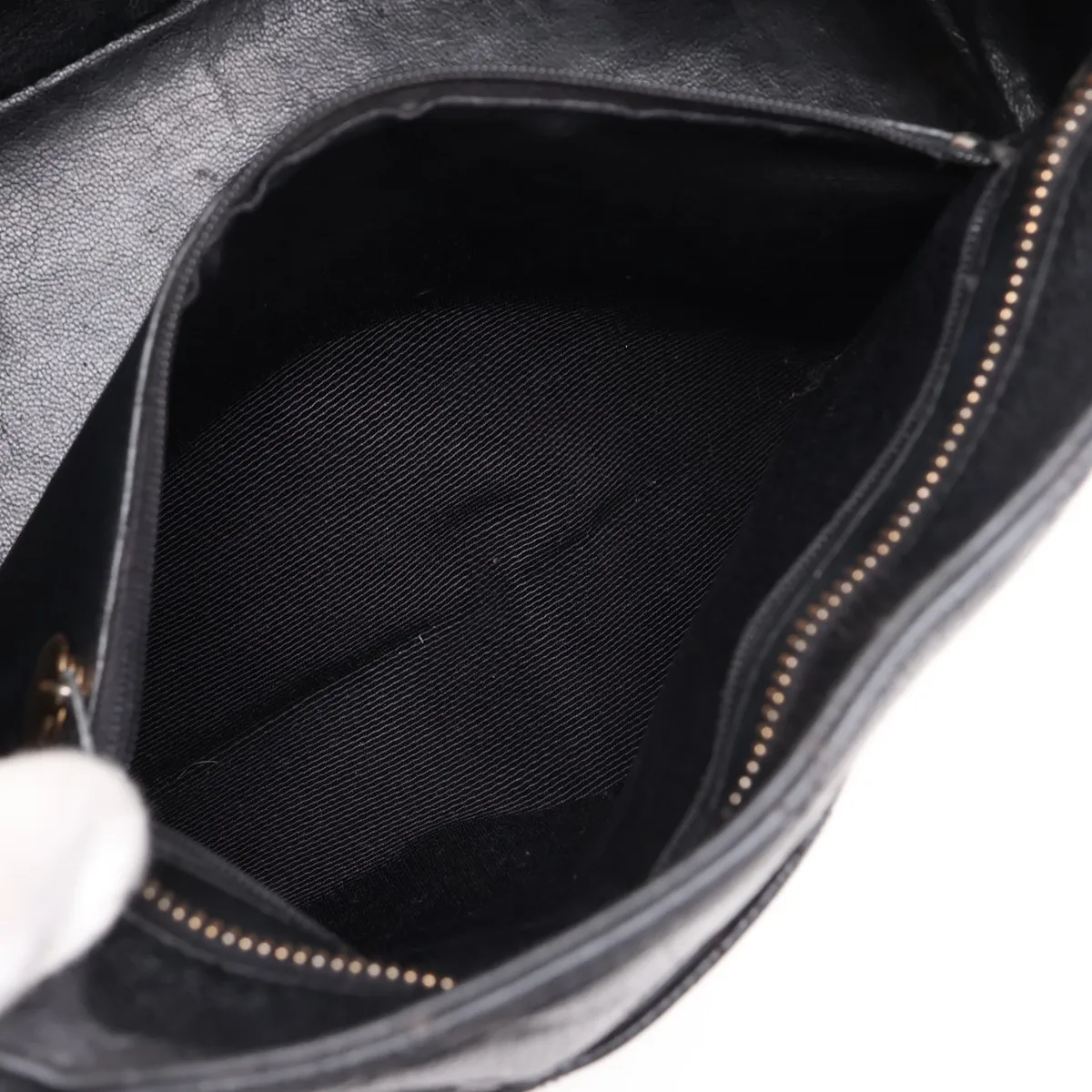 reissue caviar leather tote bag, black with gold hardware. — view 8