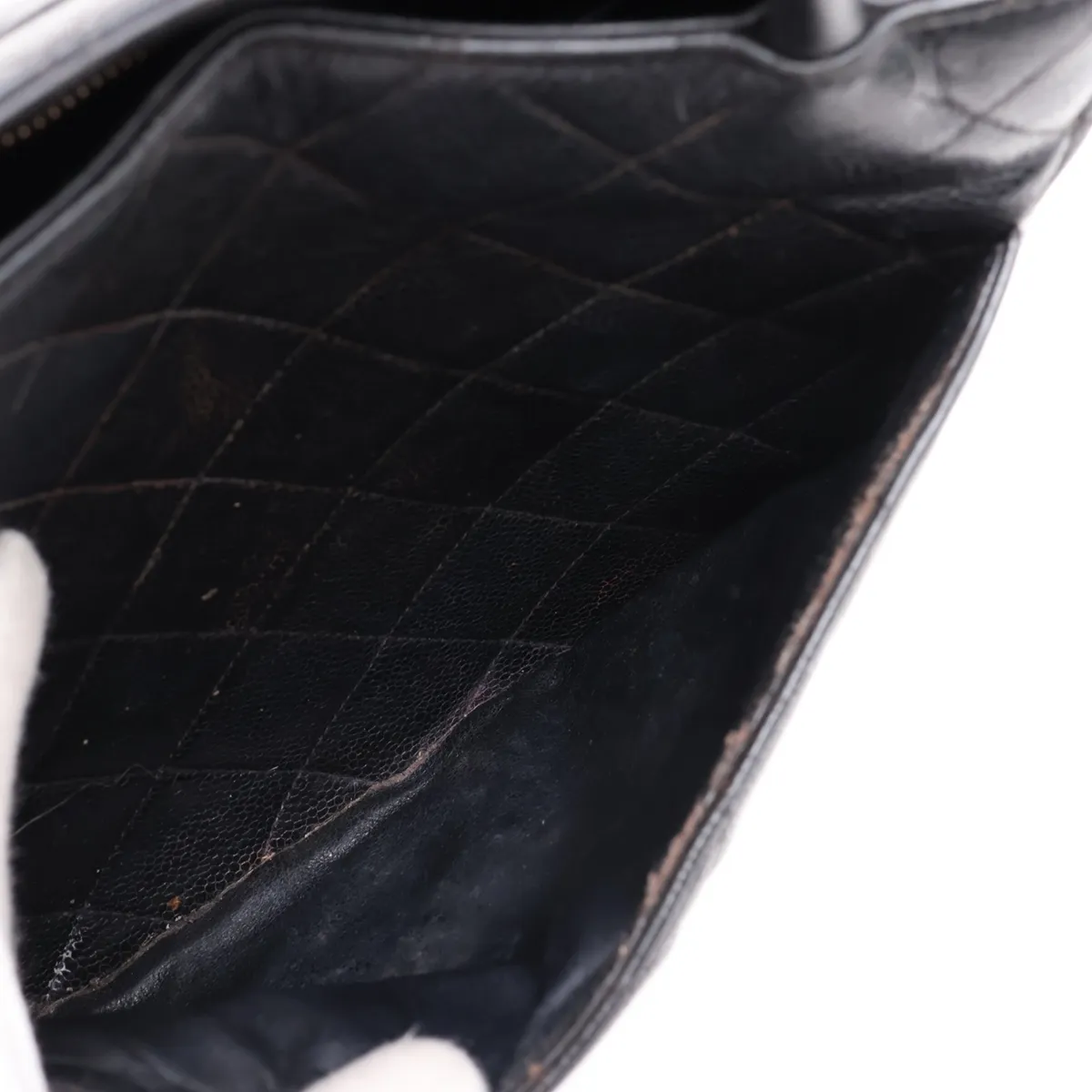reissue caviar leather tote bag, black with gold hardware. — view 10