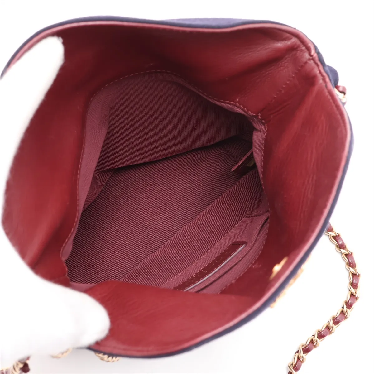Matelassé Cotton Chain Shoulder Bag, Paris-Hamburg, Navy, Gold Hardware, 26189354, Serial Number 26 — view 6