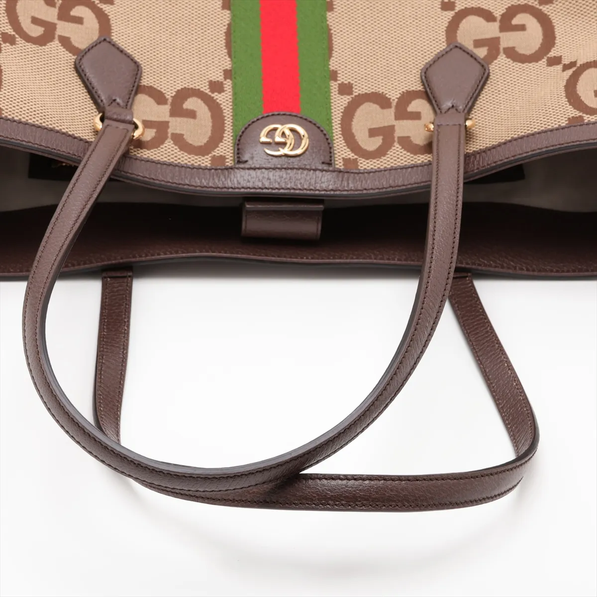 Jumbo GG Canvas x Leather Tote Bag, Brown, 631685 — view 5