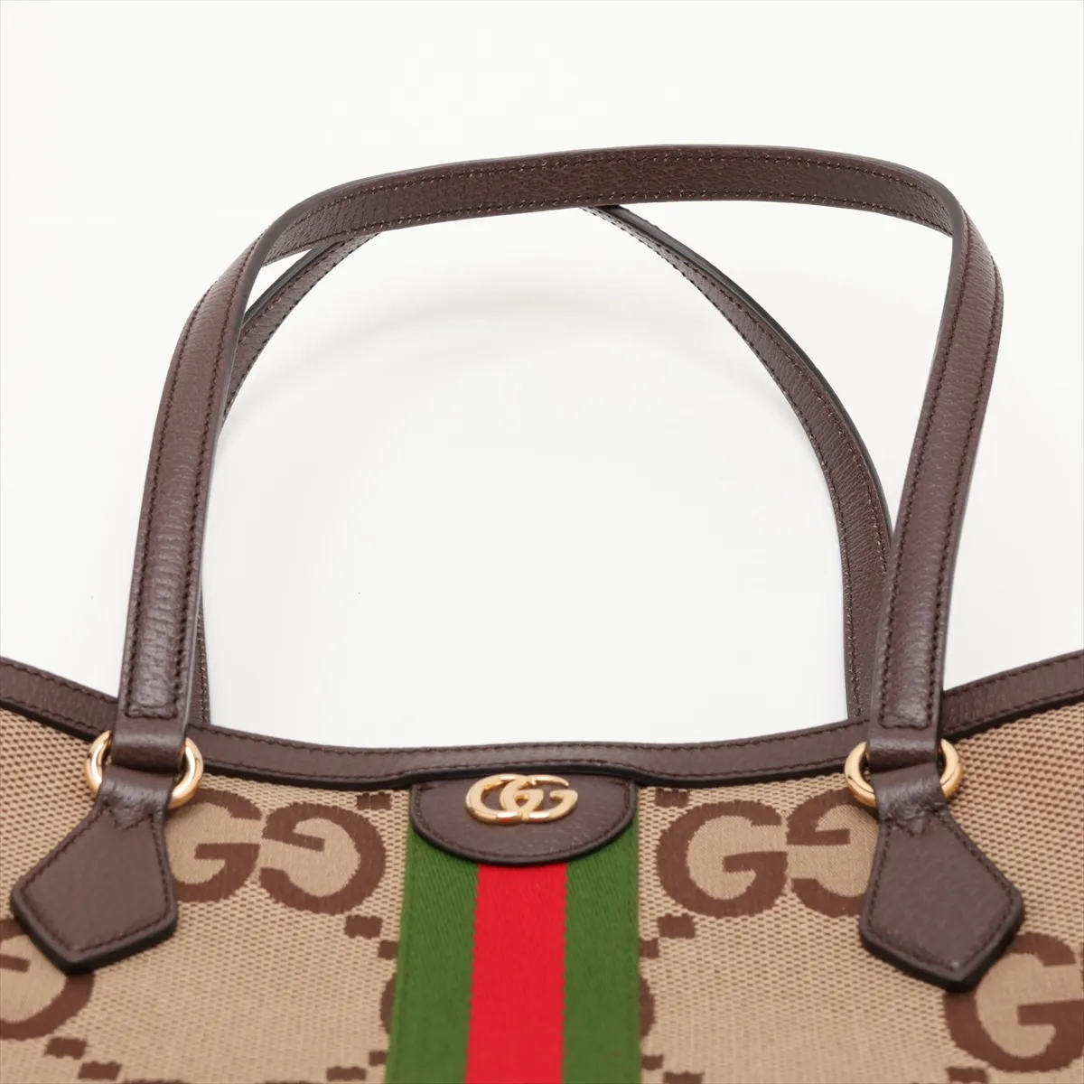 Jumbo GG Canvas x Leather Tote Bag, Brown, 631685 — view 6