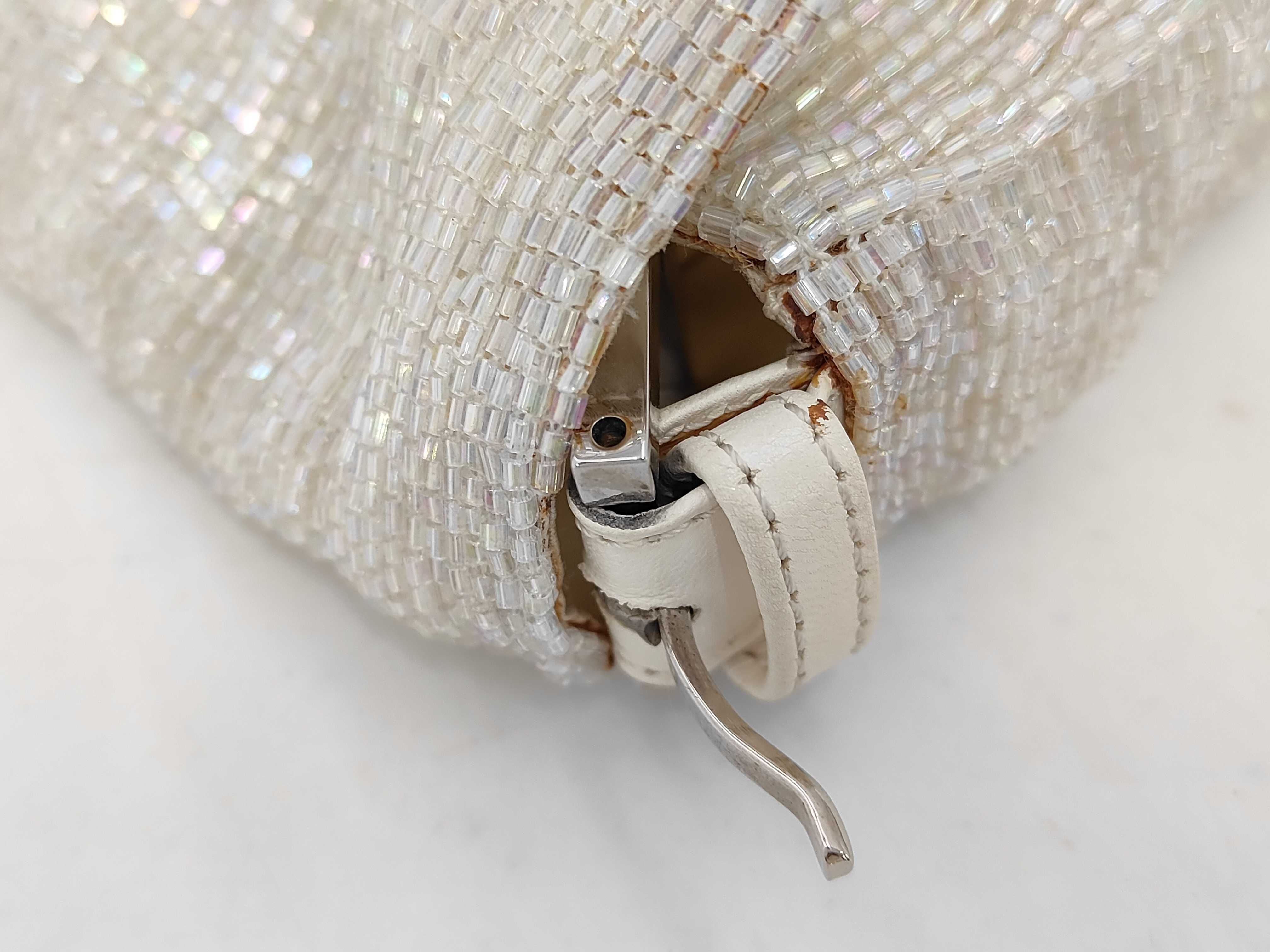 Baguette Beaded One-Shoulder Bag with FF Hardware, Silver Tone — view 7