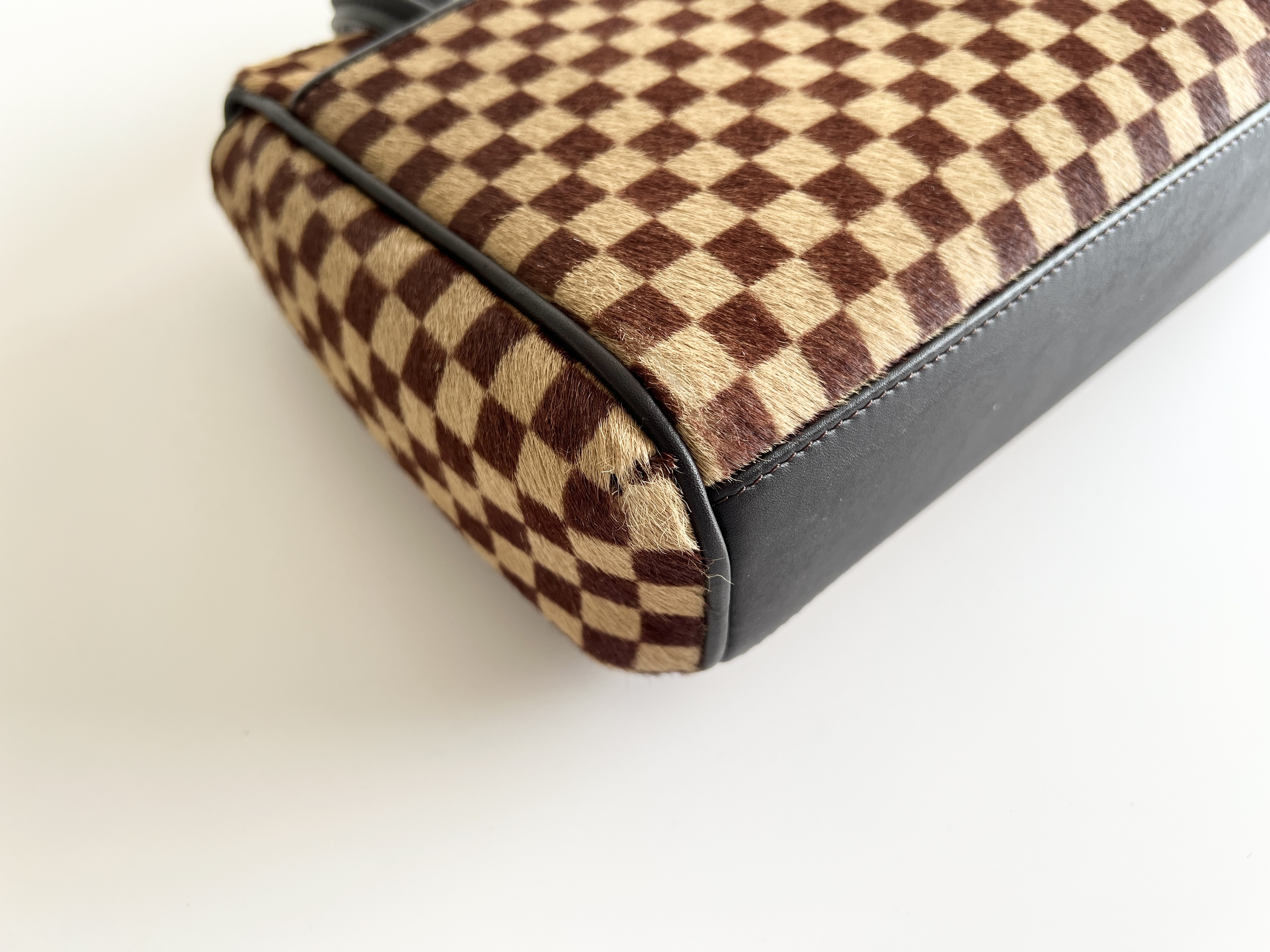 Damier Sauvage Lion Haircalf Fur Leather Handbag — view 11