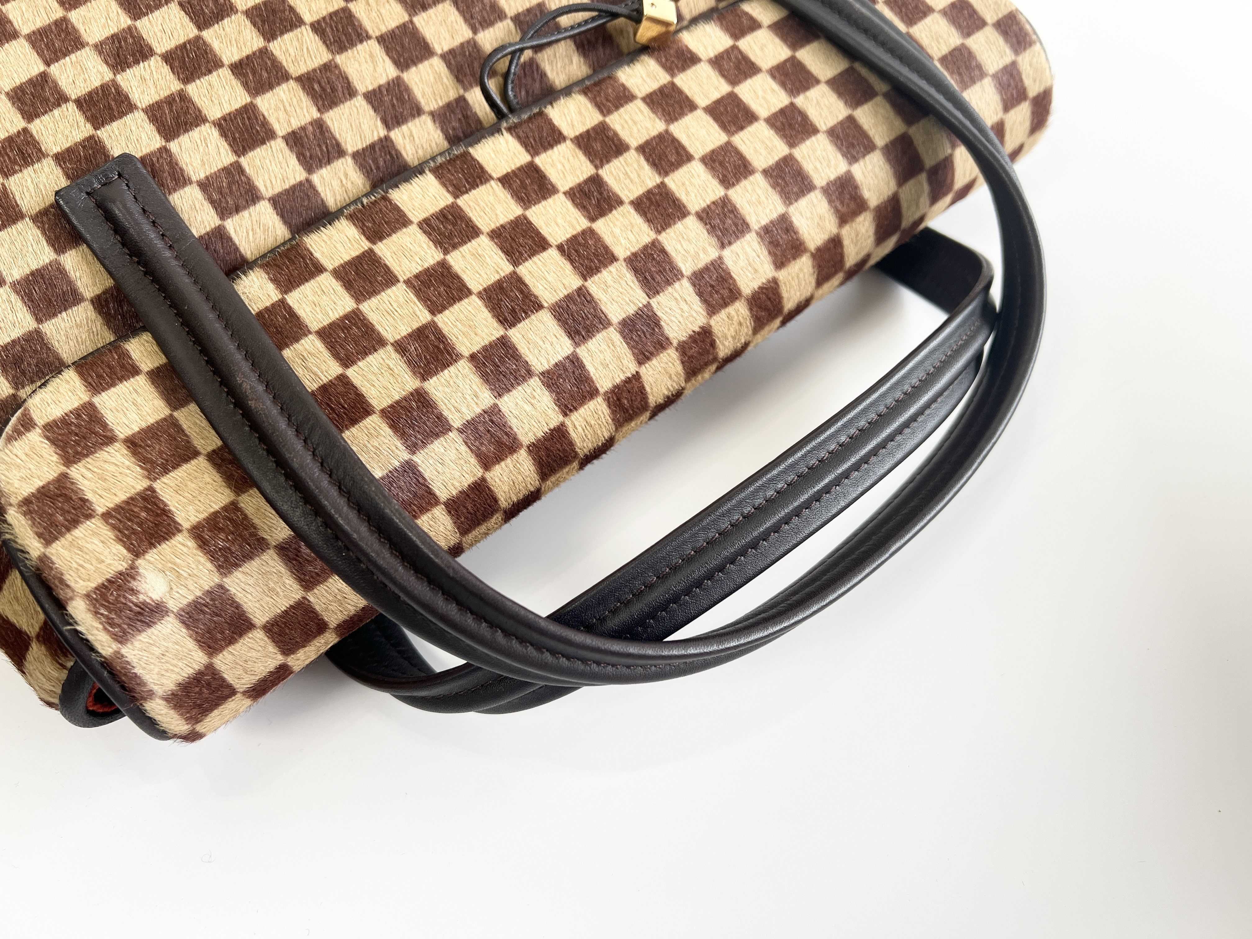 Damier Sauvage Lion Haircalf Fur Leather Handbag — view 3