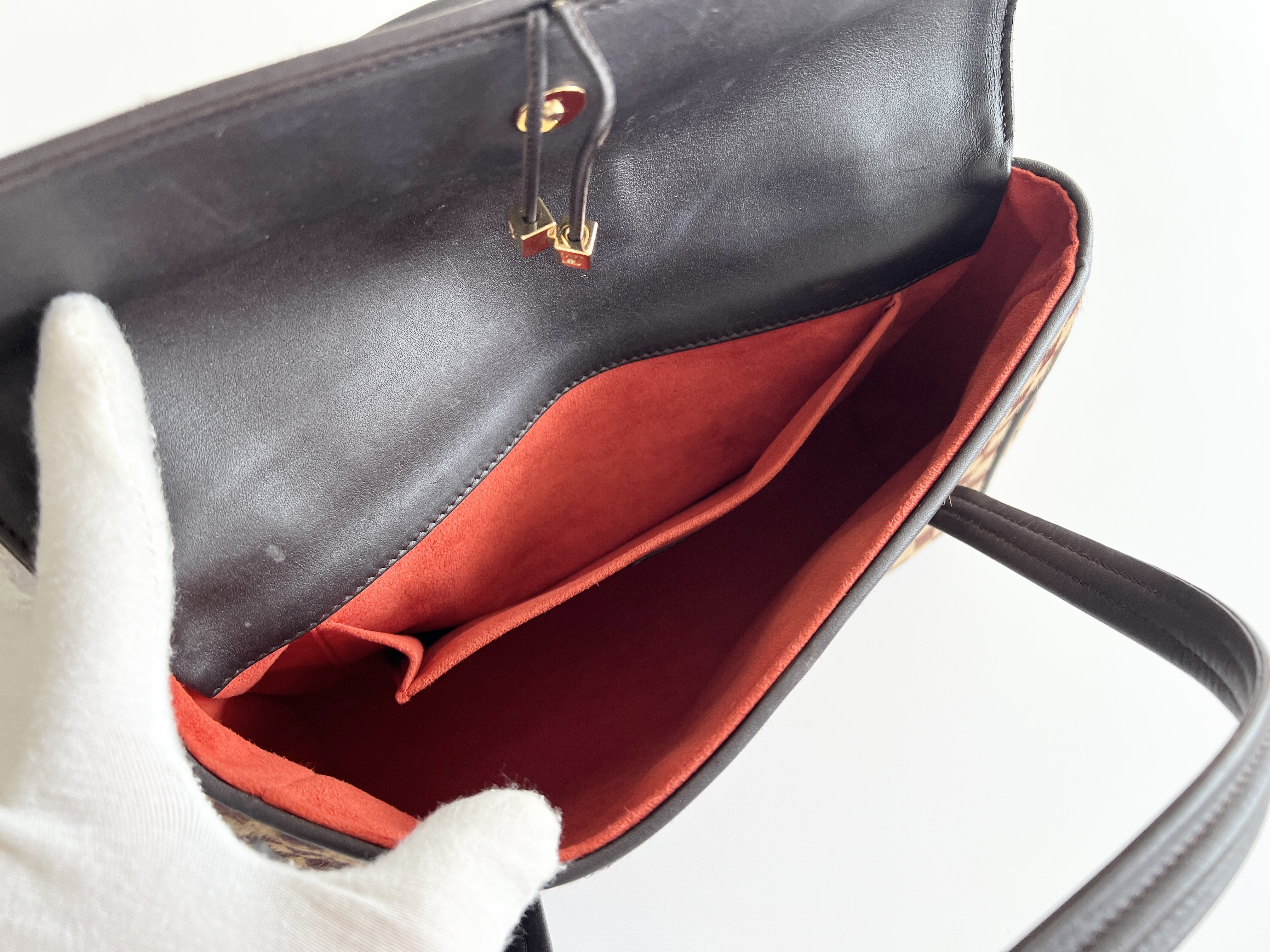 Damier Sauvage Lion Haircalf Fur Leather Handbag — view 4