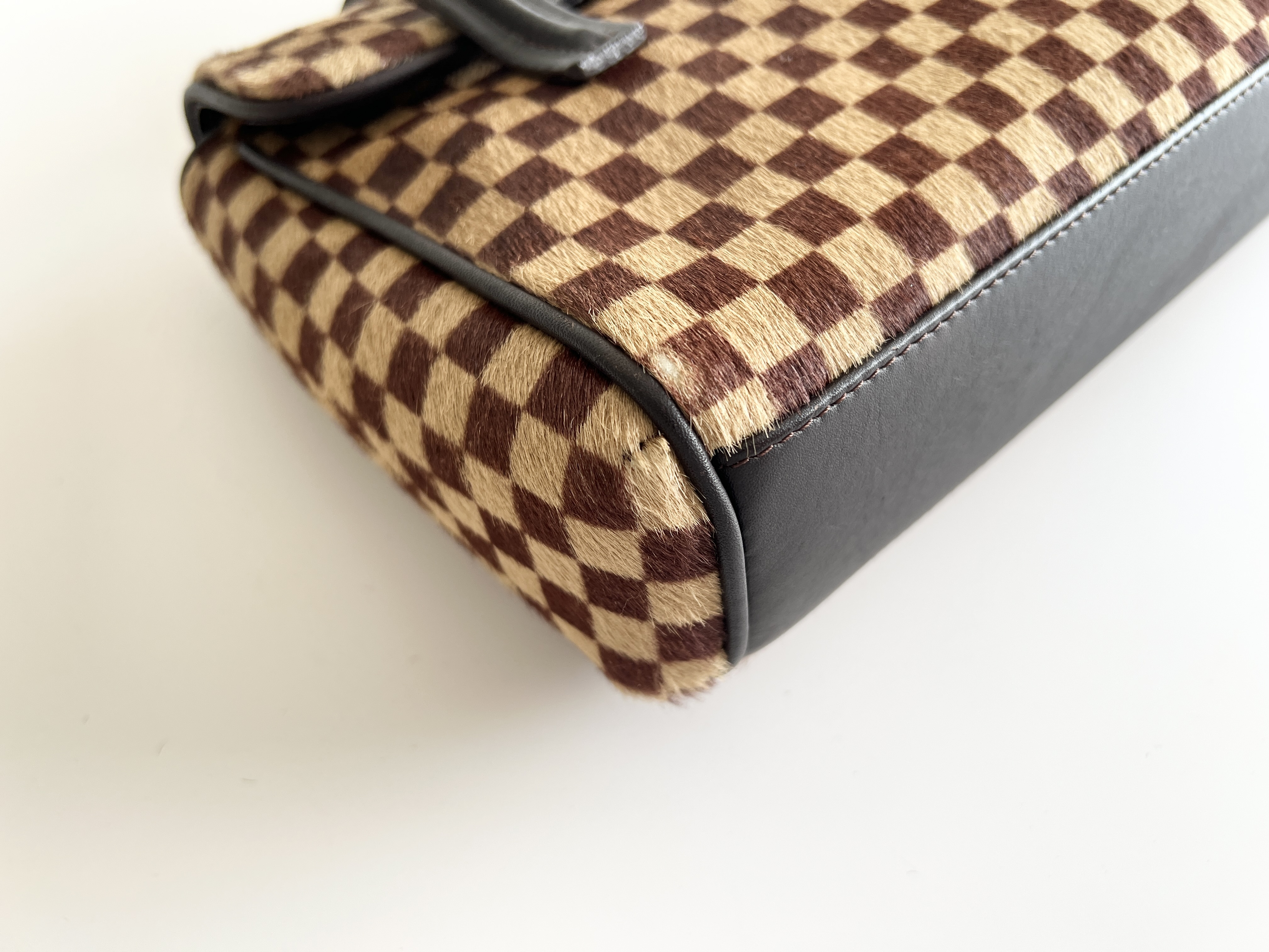 Damier Sauvage Lion Haircalf Fur Leather Handbag — view 9