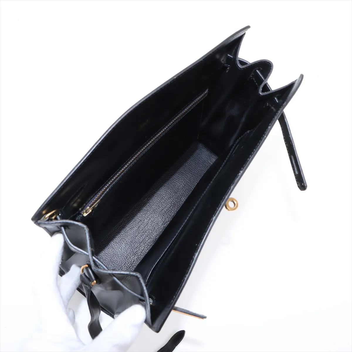 [Individually wrapped] Hermes Kelly Sports GM Box Calf Black Gold Hardware S:1989 — view 6