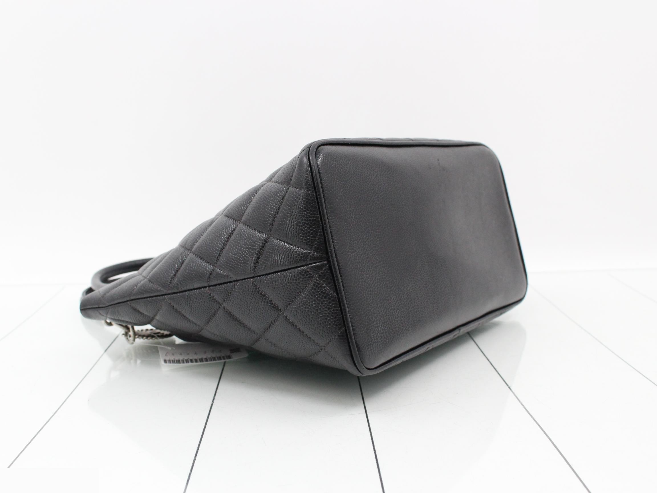 Reissue tote bag, caviar leather, black, silver hardware — view 5