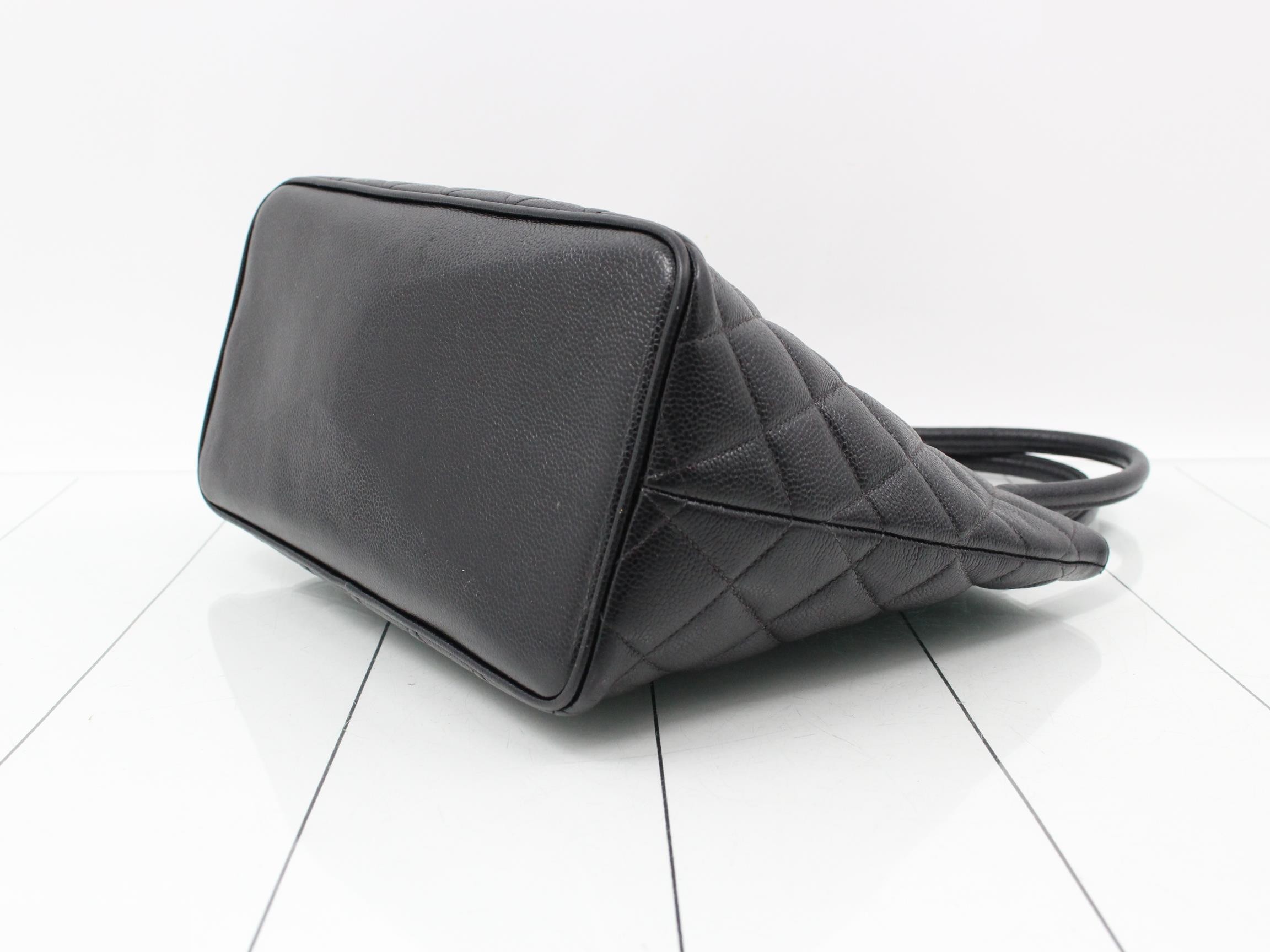 Reissue tote bag, caviar leather, black, silver hardware — view 6