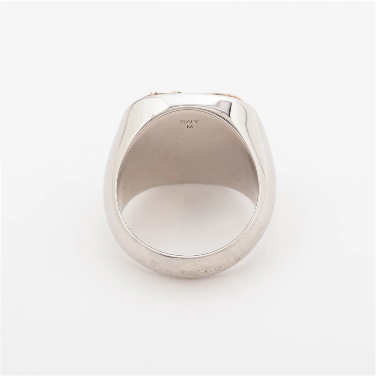 M00515 Bague Monogram Padlock Ring LE0291 M Metal x PVC Silver x Brown (Dents, — view 2