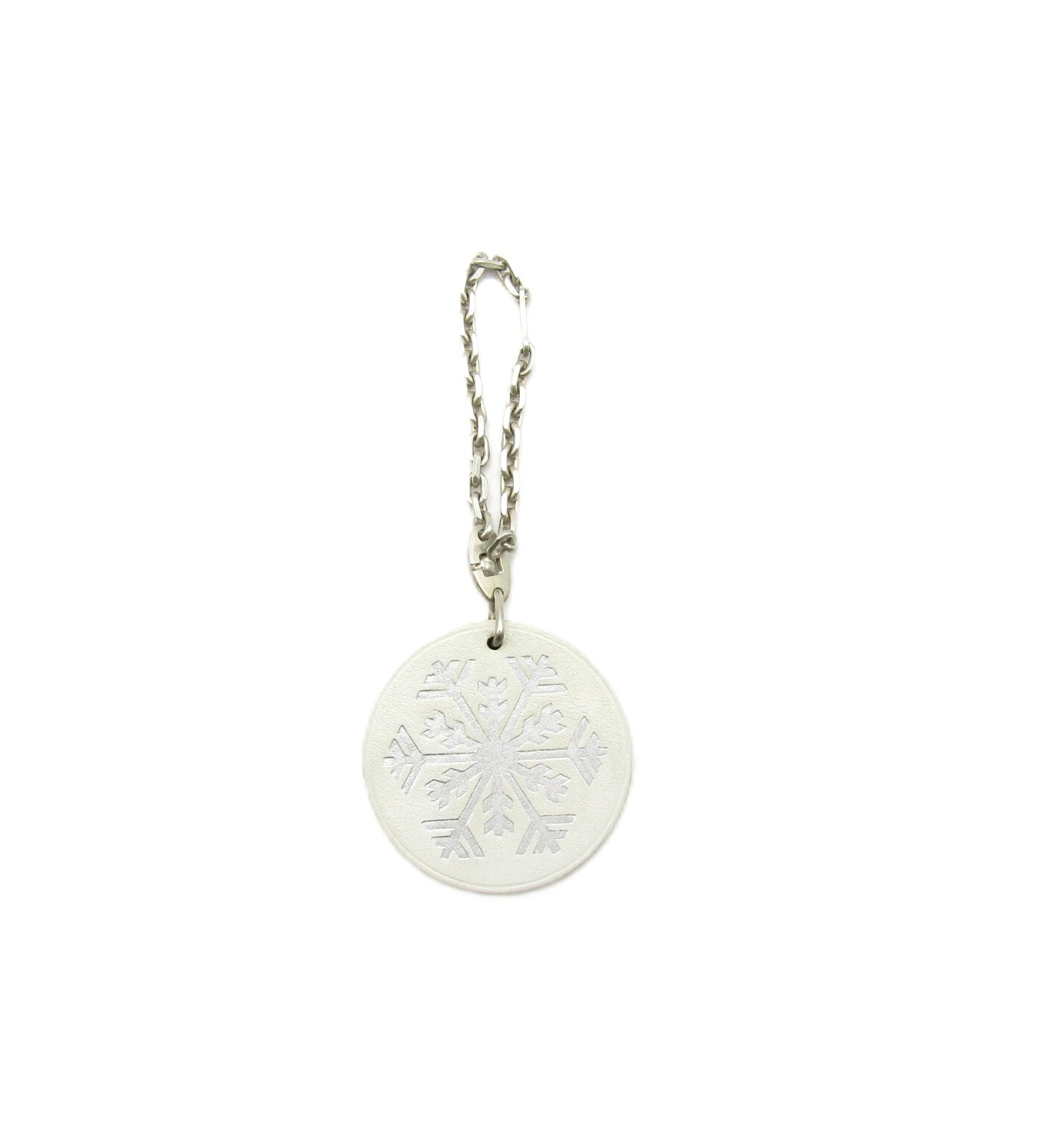 Snowflake Bag Charm, White Leather, SV925 Chain, Key Case — view 2